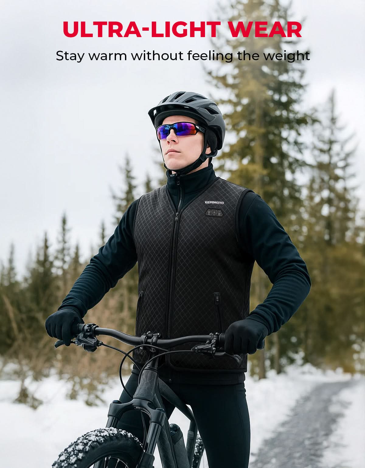 KEMIMOTO Gilet Riscaldato Uomo Nero 6 Zone