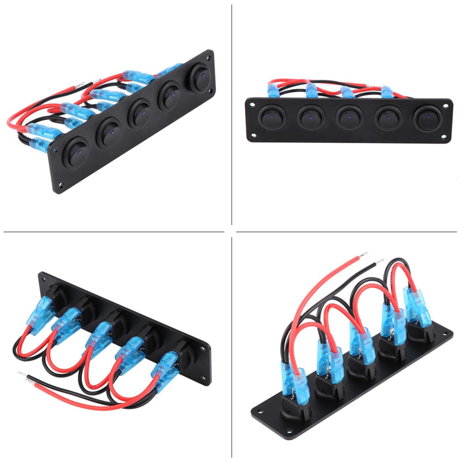 Kuuleyn pannello 5 interruttori basculanti 12-24V LED blu auto barca