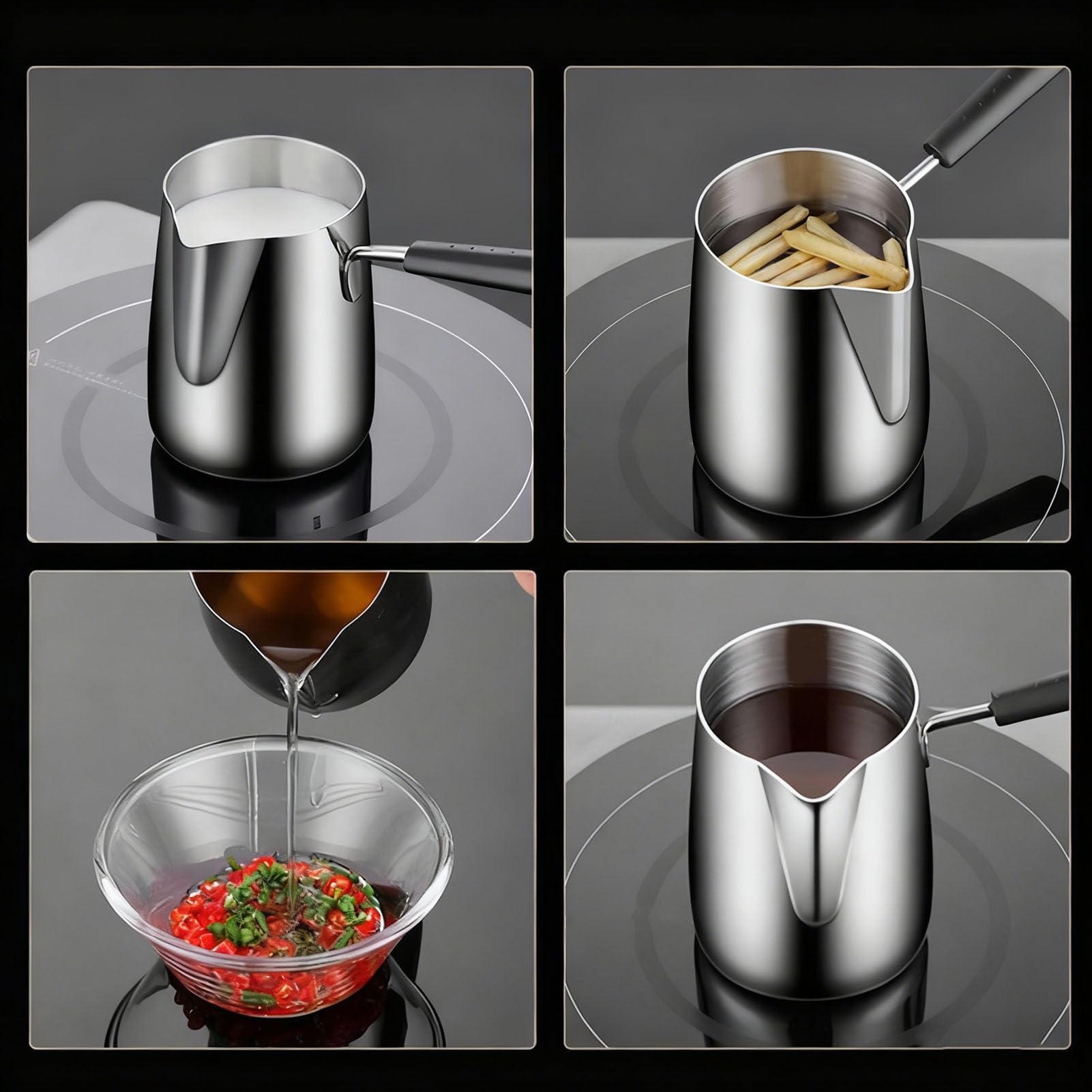 Hapivida cezve turca acciaio inox 600 ml set 2 pezzi induzione