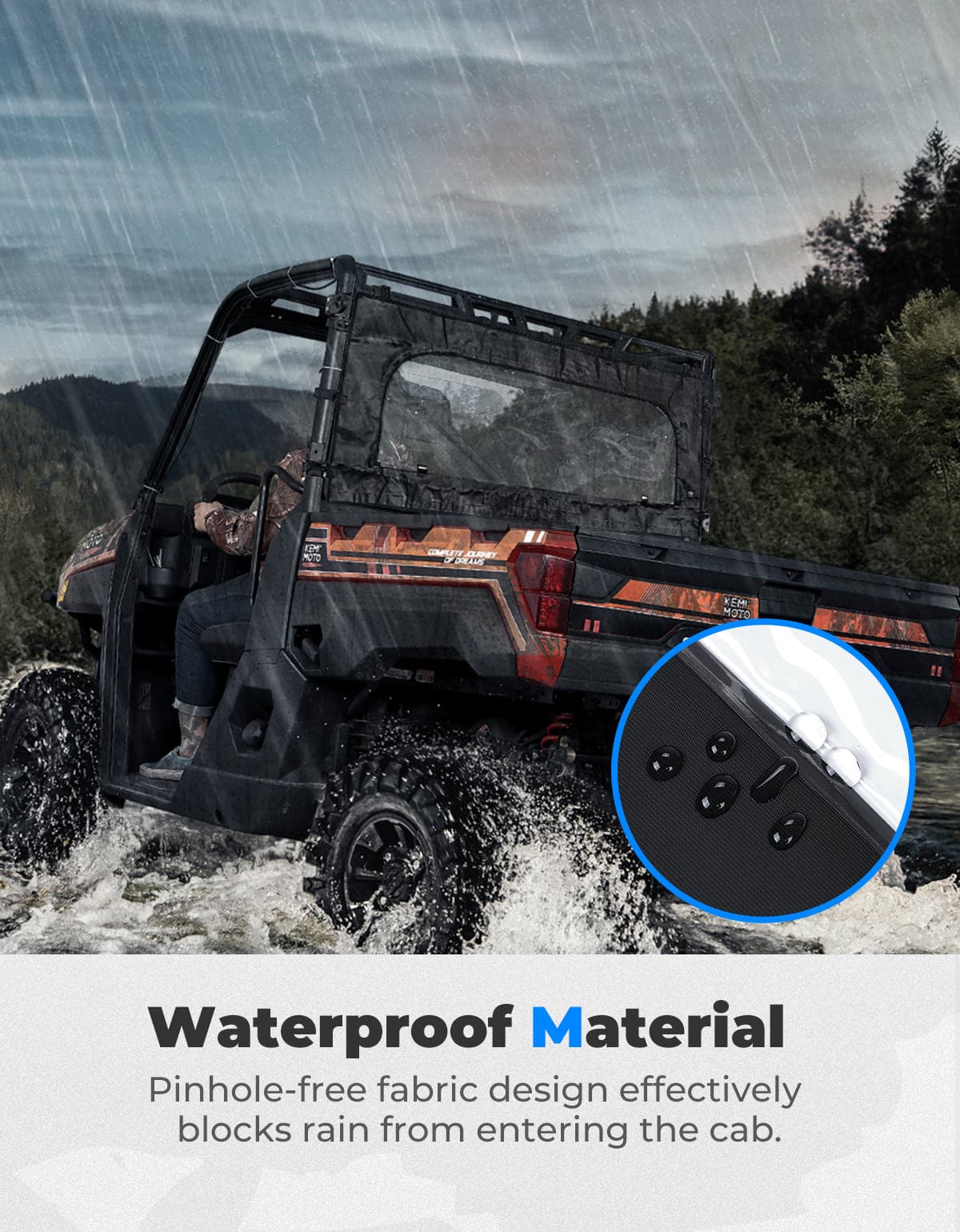 KEMIMOTO Ranger XP 1000 Lunotto Posteriore con Zip PVC