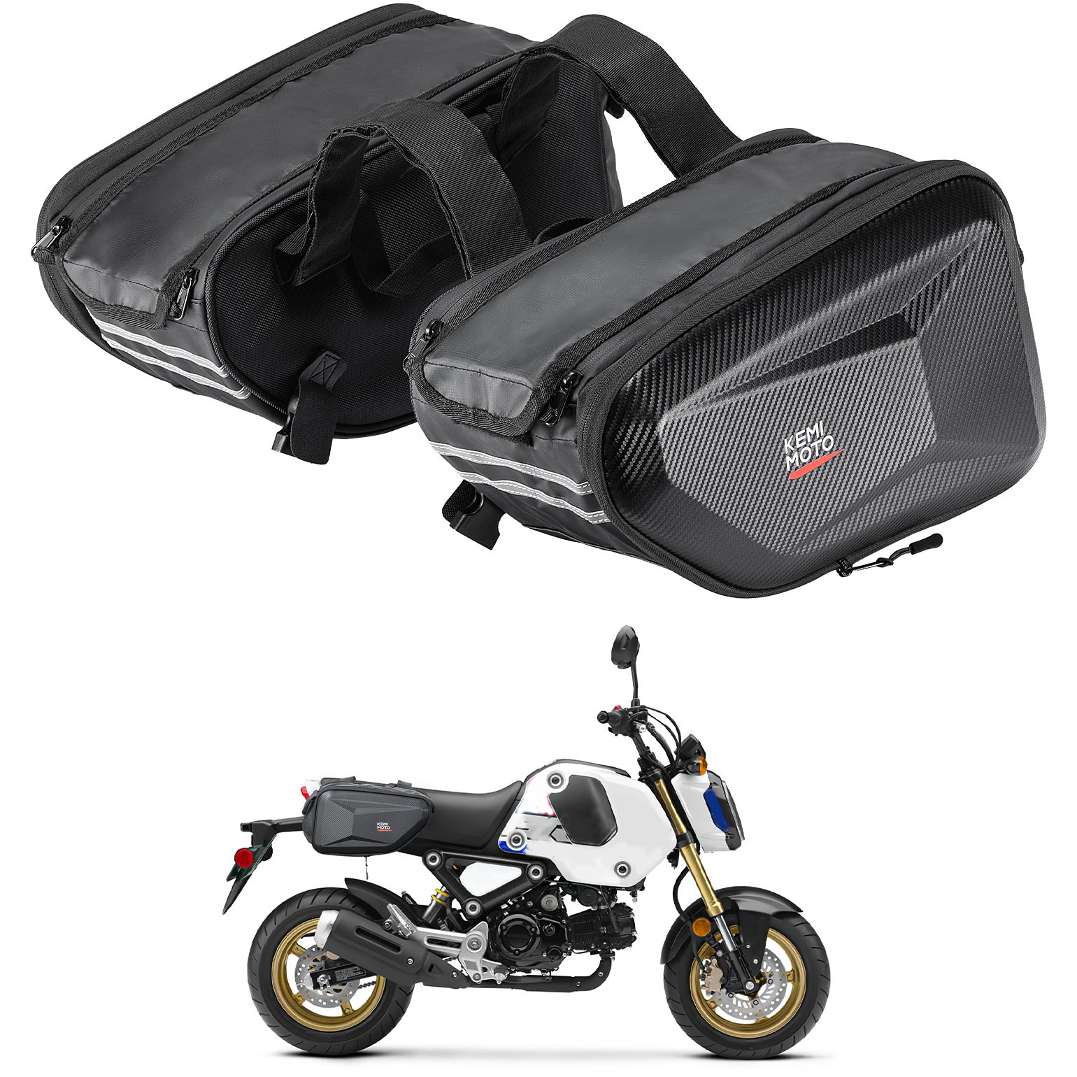 Kemimoto Grom Navi borse laterali moto rigide estensibili 15L