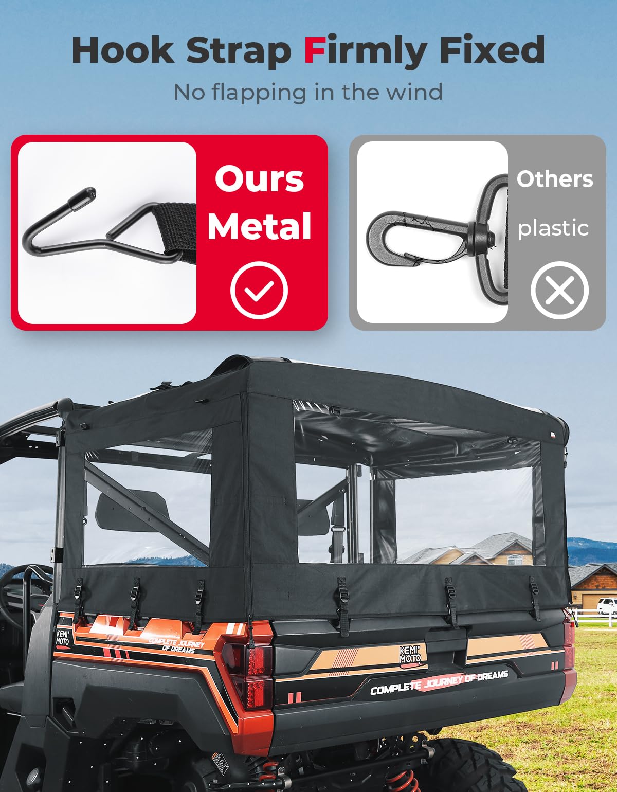 KEMIMOTO Copri Cassone Polaris Ranger Tenda Oxford 600D