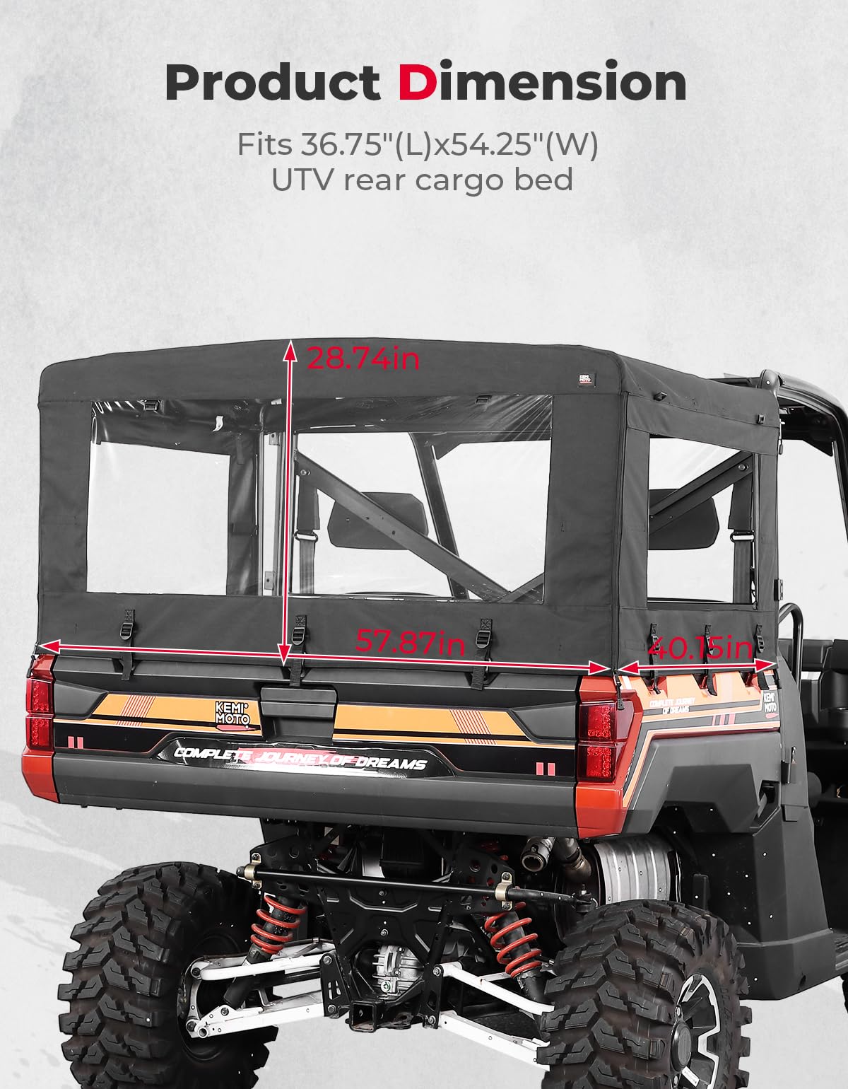 KEMIMOTO Copri Cassone Polaris Ranger Tenda Oxford 600D