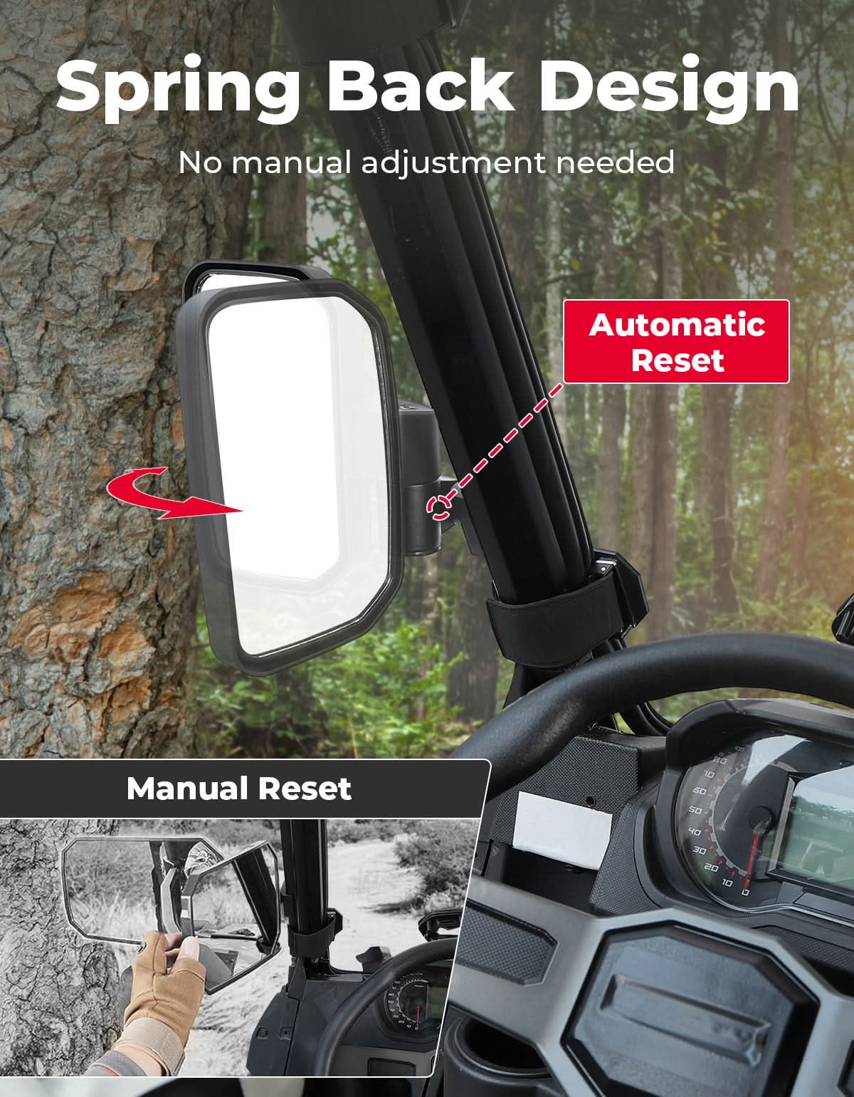 KEMIMOTO Spring Back specchietti laterali UTV rientro auto