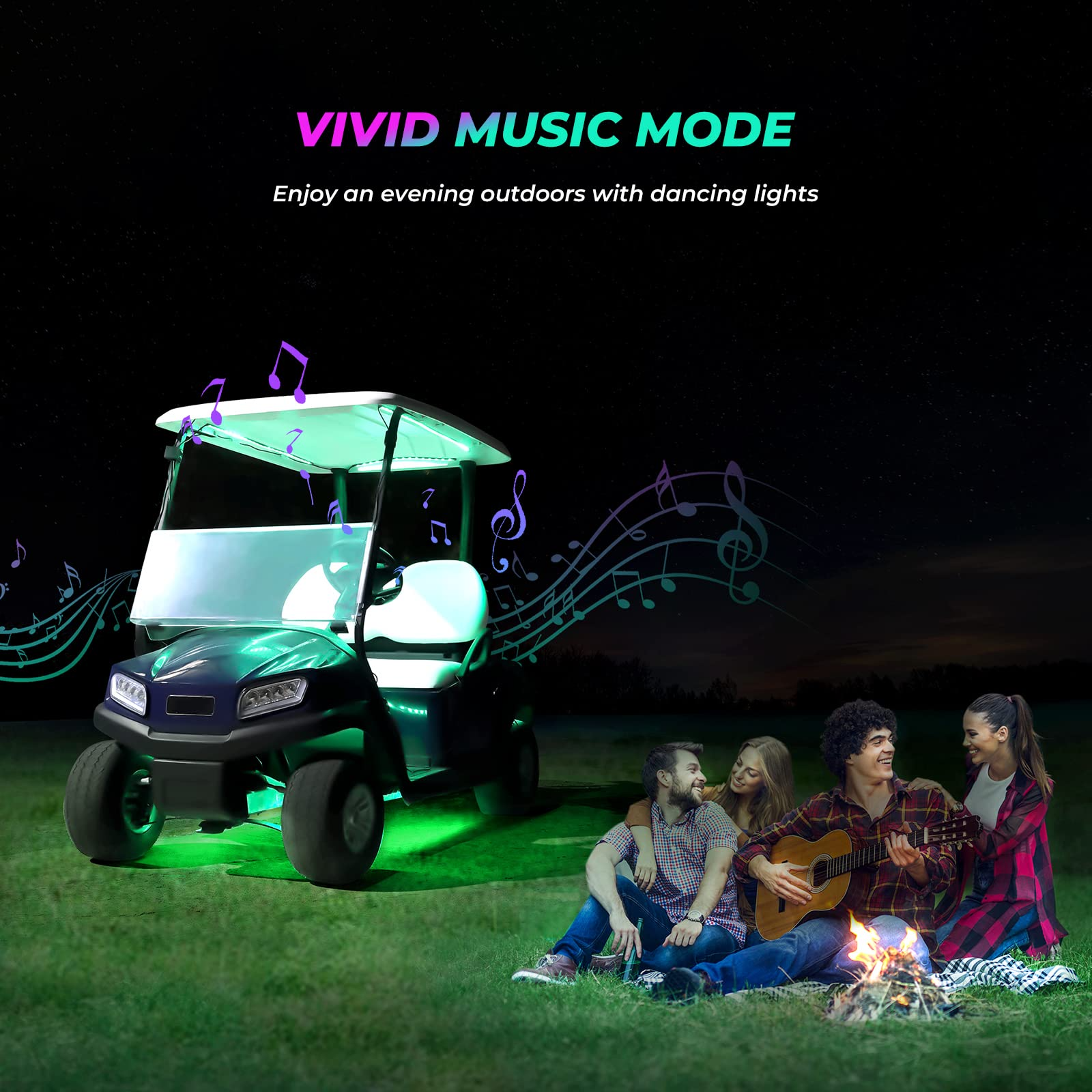 KEMIMOTO Kit Luci LED Sottoscocca Golf Cart 12V 12 Pezzi RGB