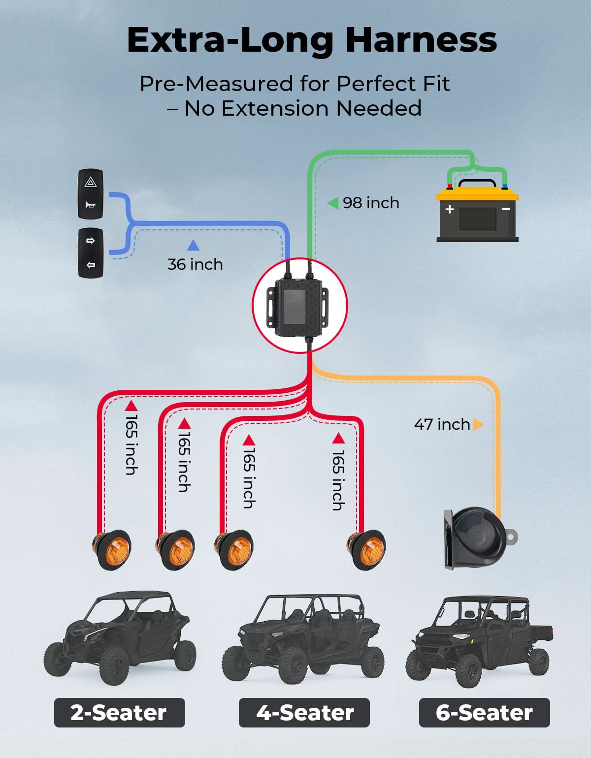 Kemimoto kit frecce UTV LED con clacson 110dB e portatarga
