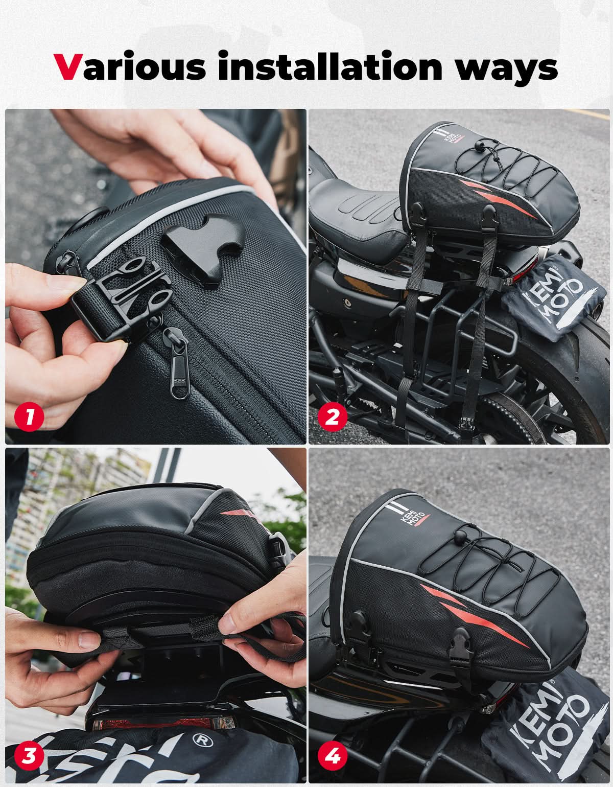 KEMIMOTO borsa posteriore moto 10L impermeabile universale