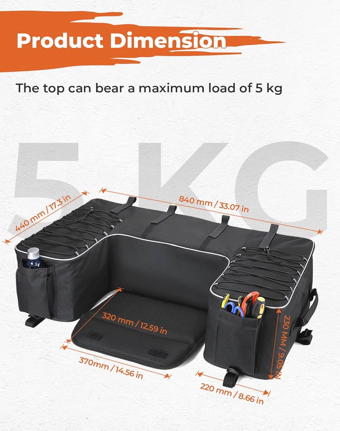 Kemimoto borsa posteriore ATV 55L con cuscino impermeabile