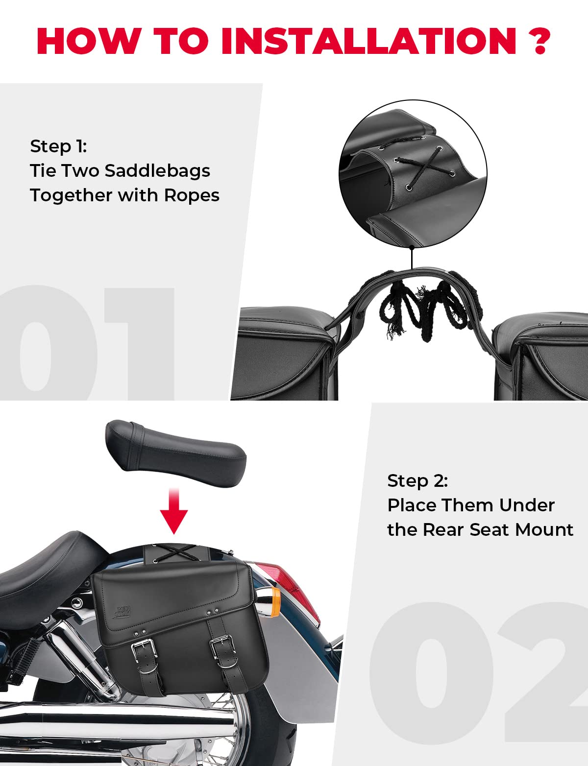 Kemimoto 30L borse laterali moto nero pelle PU
