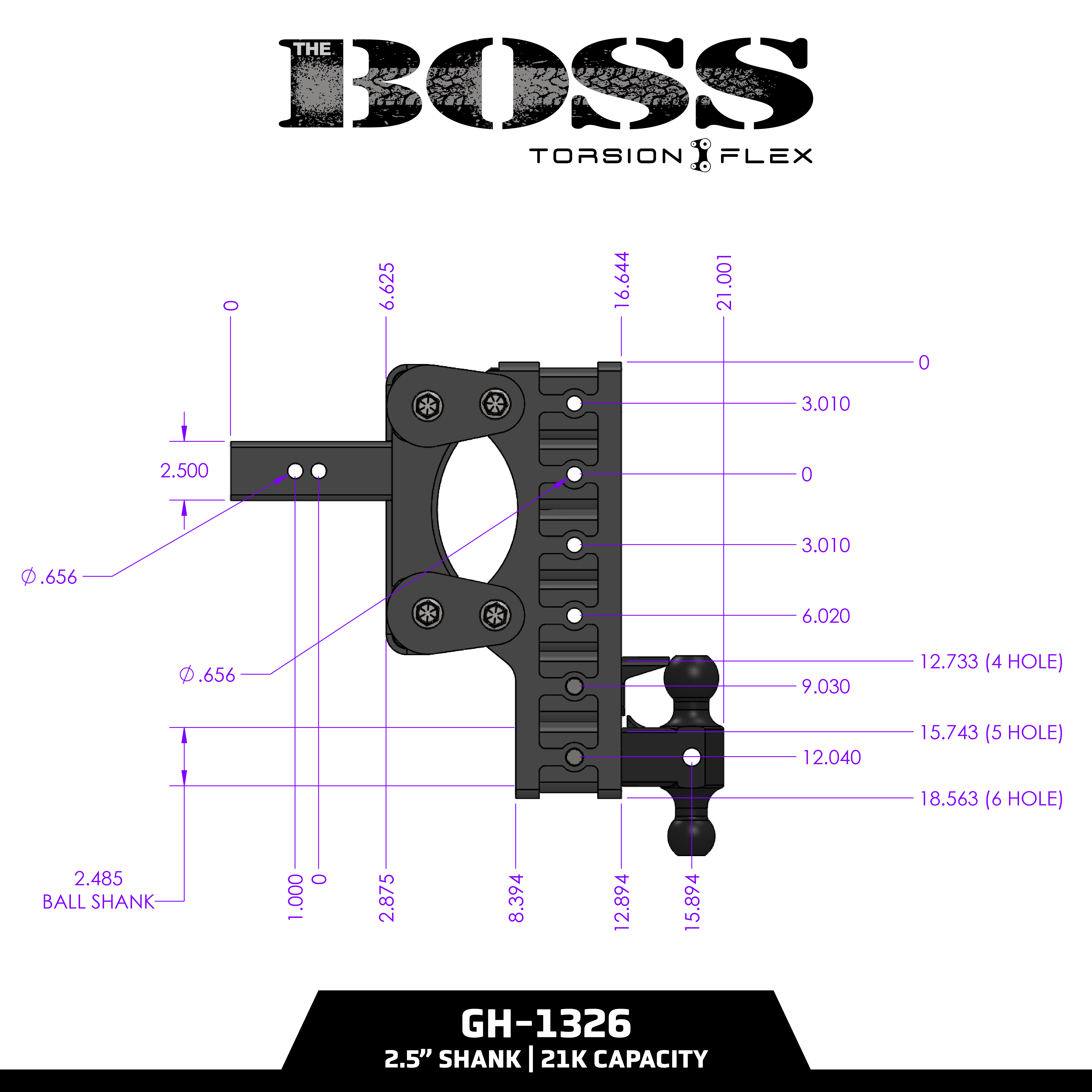 GEN-Y BOSS 21K Gancio Traino Regolabile Torsion-Flex Dual-Ball