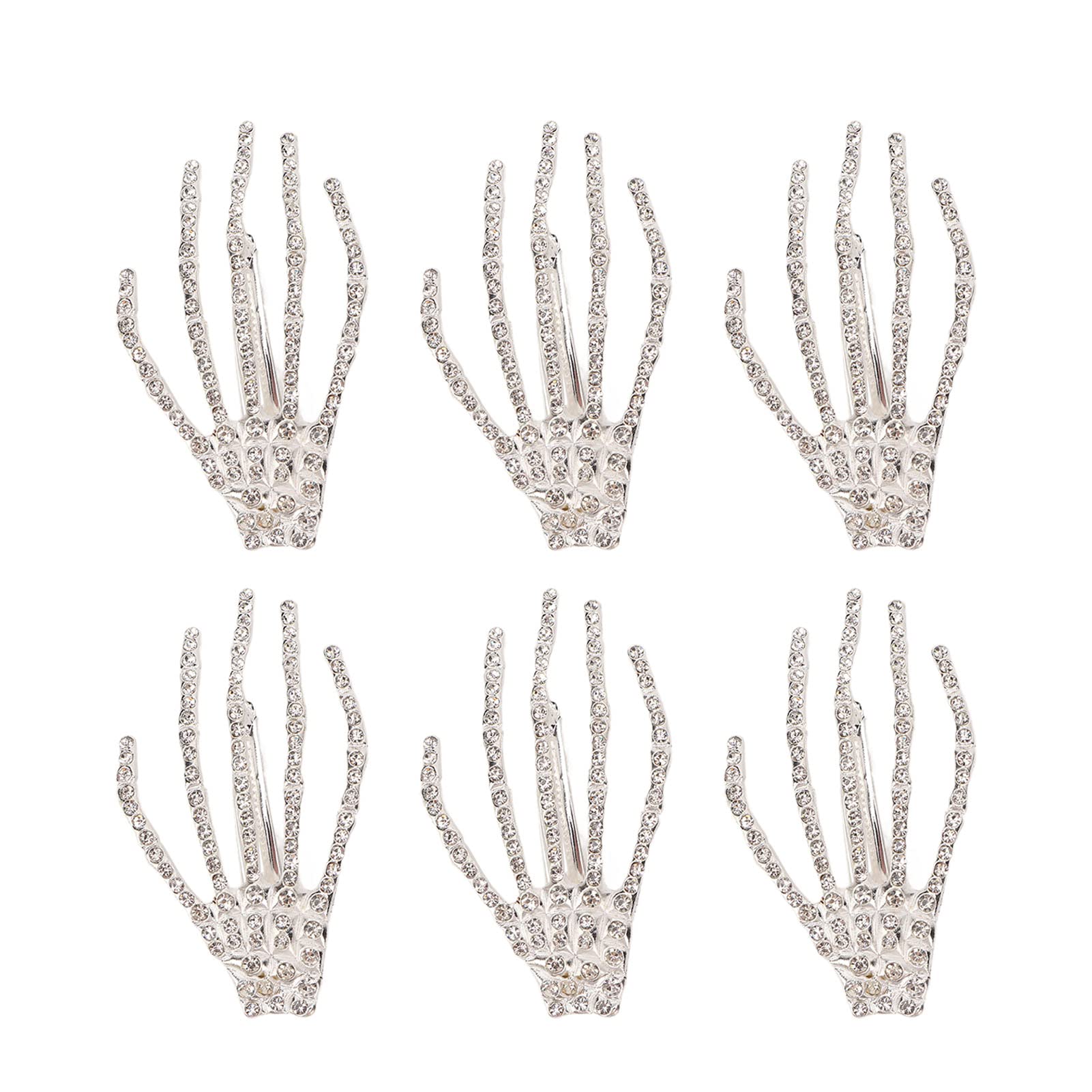 Kuuleyn Halloween Mano Scheletro mollette capelli 6 pezzi strass