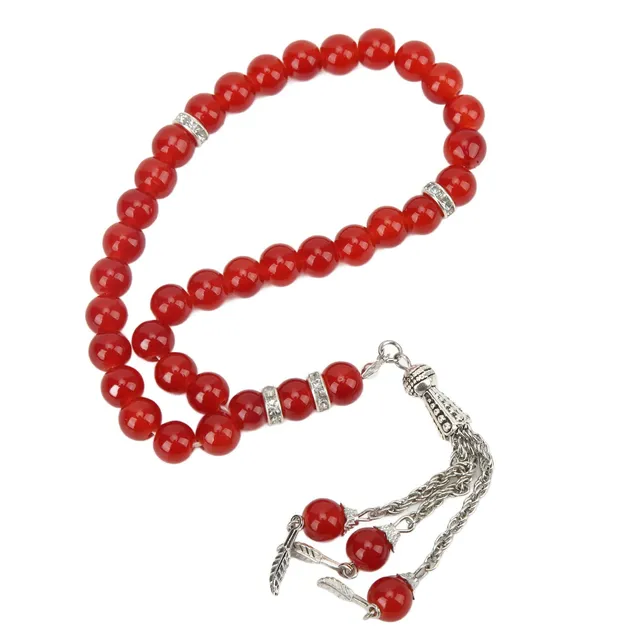 Hapivida tasbih 33 grani preghiera 8mm rosso smalto