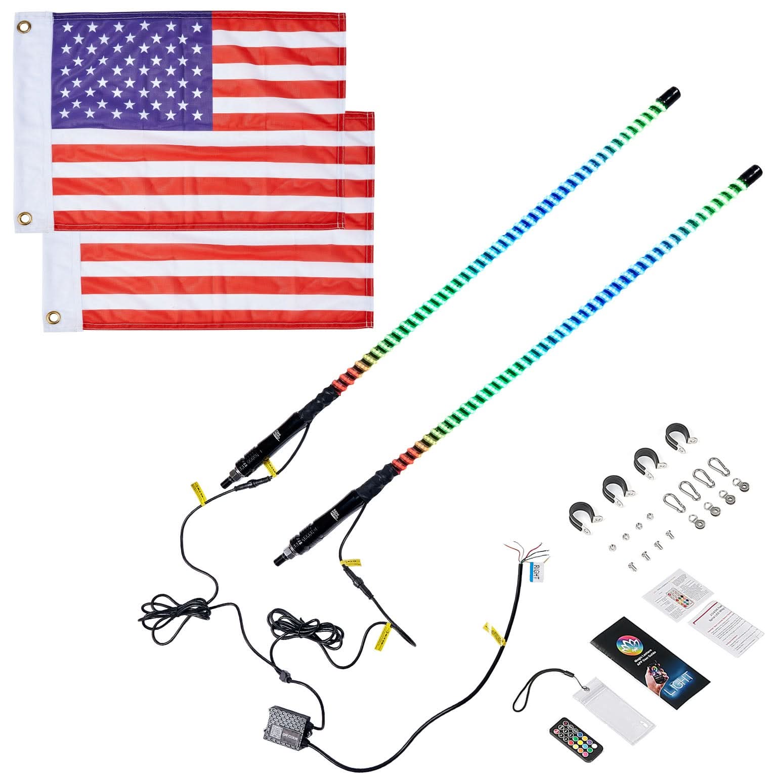 Kemimoto COB 4FT whip light LED 2 pezzi bluetooth