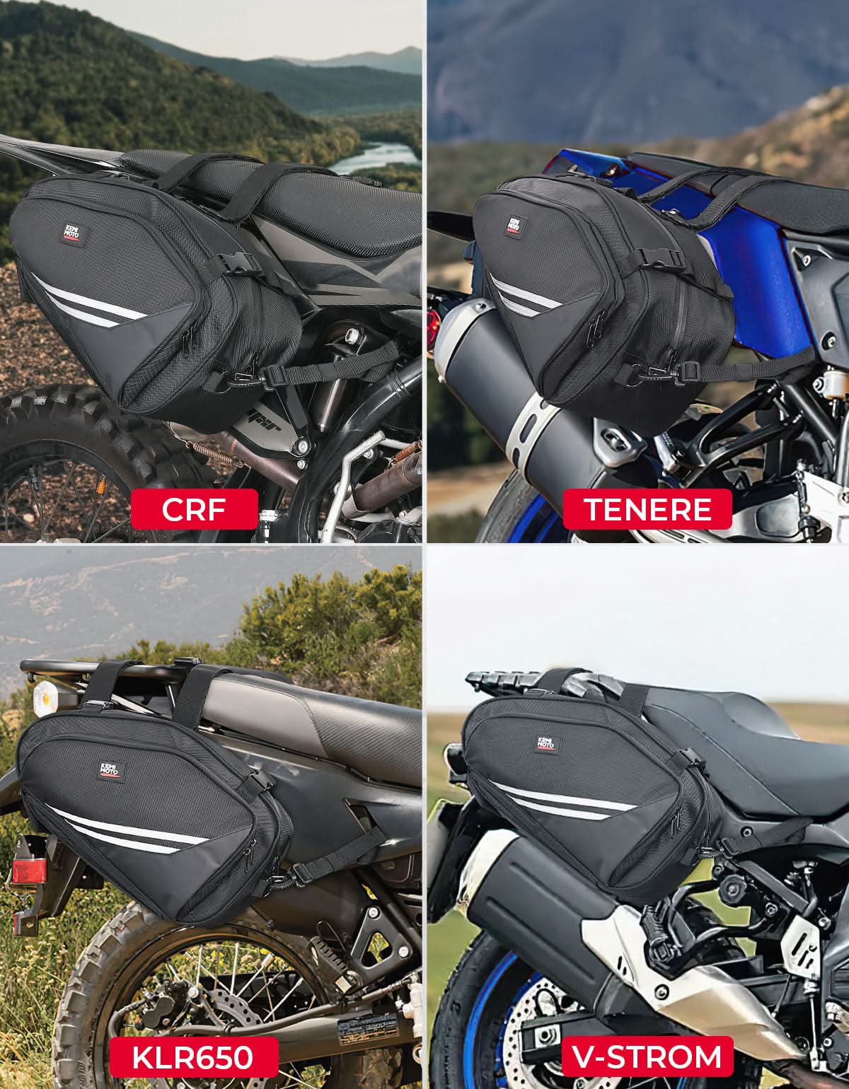 Kemimoto borse laterali moto impermeabili 20L antipioggia