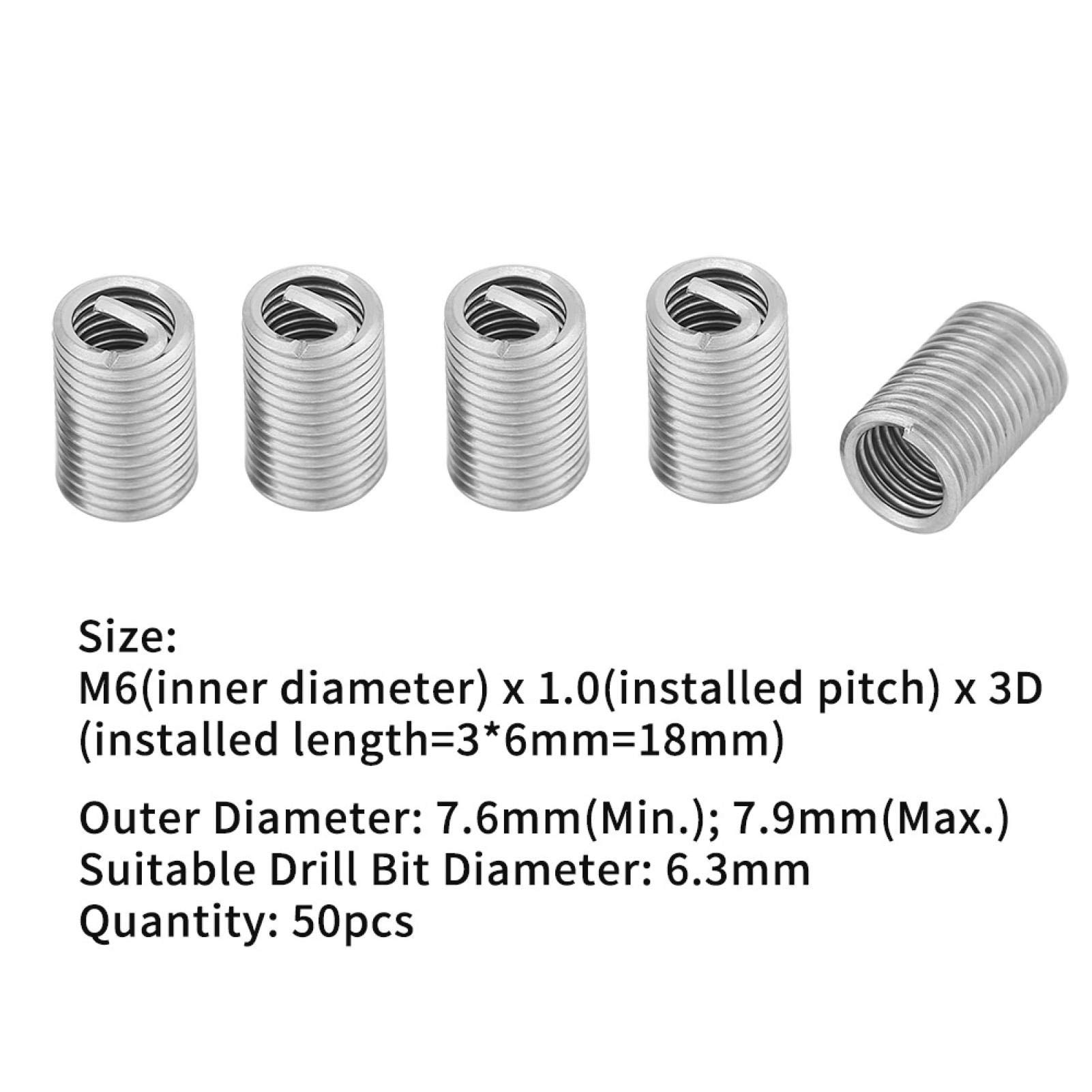 Kuuleyn Inserti Filettati M6x1,0x3D Acciaio 50 Pezzi