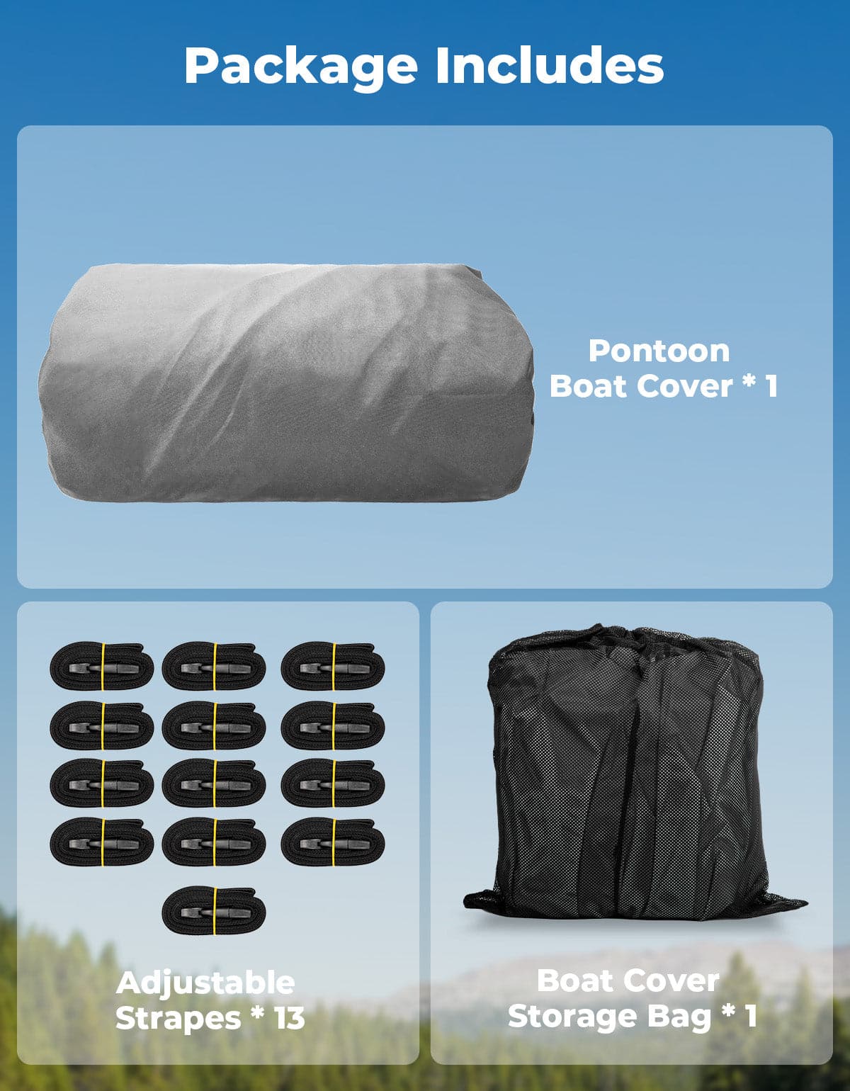 Kemimoto telo barca pontoon grigio 600D 21-24 ft impermeabile