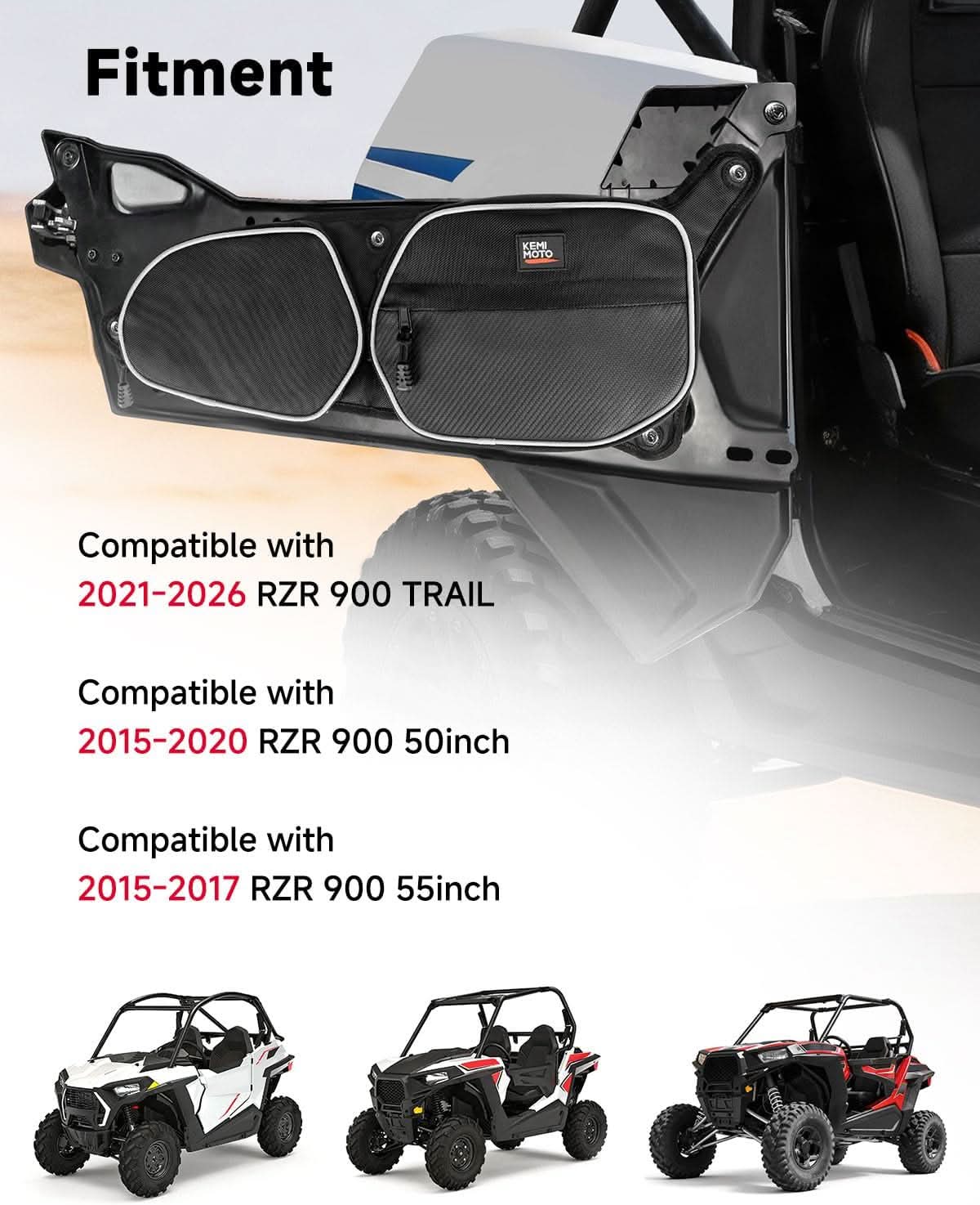 Kemimoto RZR 900 borse porta 2 pezzi con ginocchiere