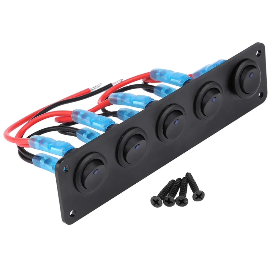 Kuuleyn pannello 5 interruttori basculanti 12-24V LED blu auto barca