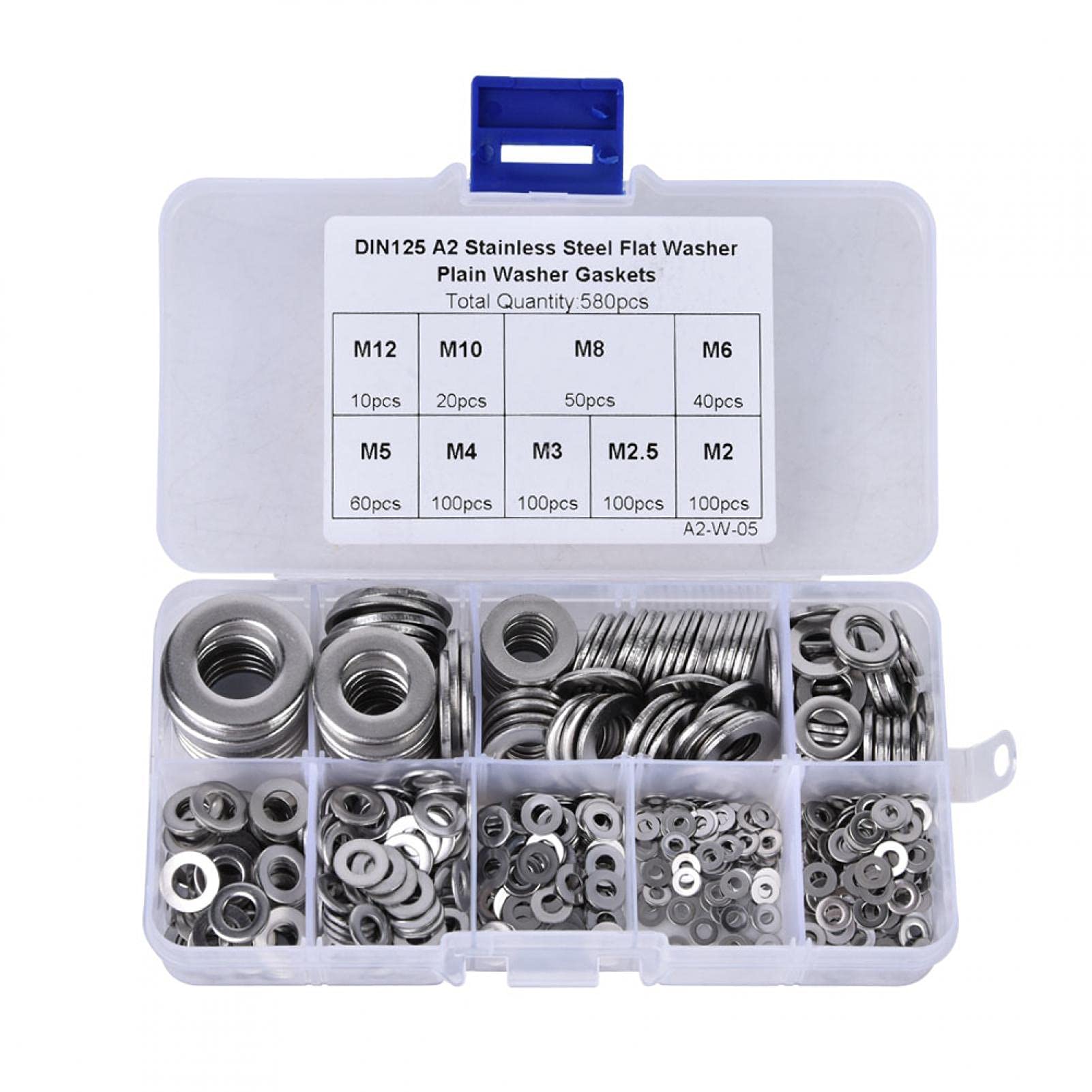 Kuuleyn M2-M12 kit rondelle piatte 580 pezzi acciaio inox
