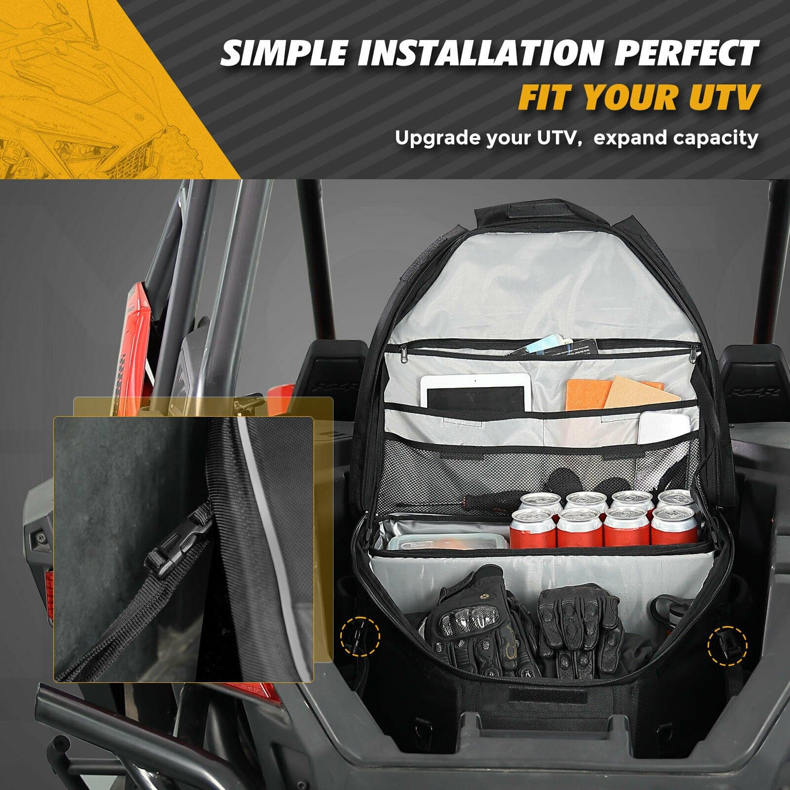 KEMIMOTO RZR borsa posteriore UTV 30L impermeabile con termica