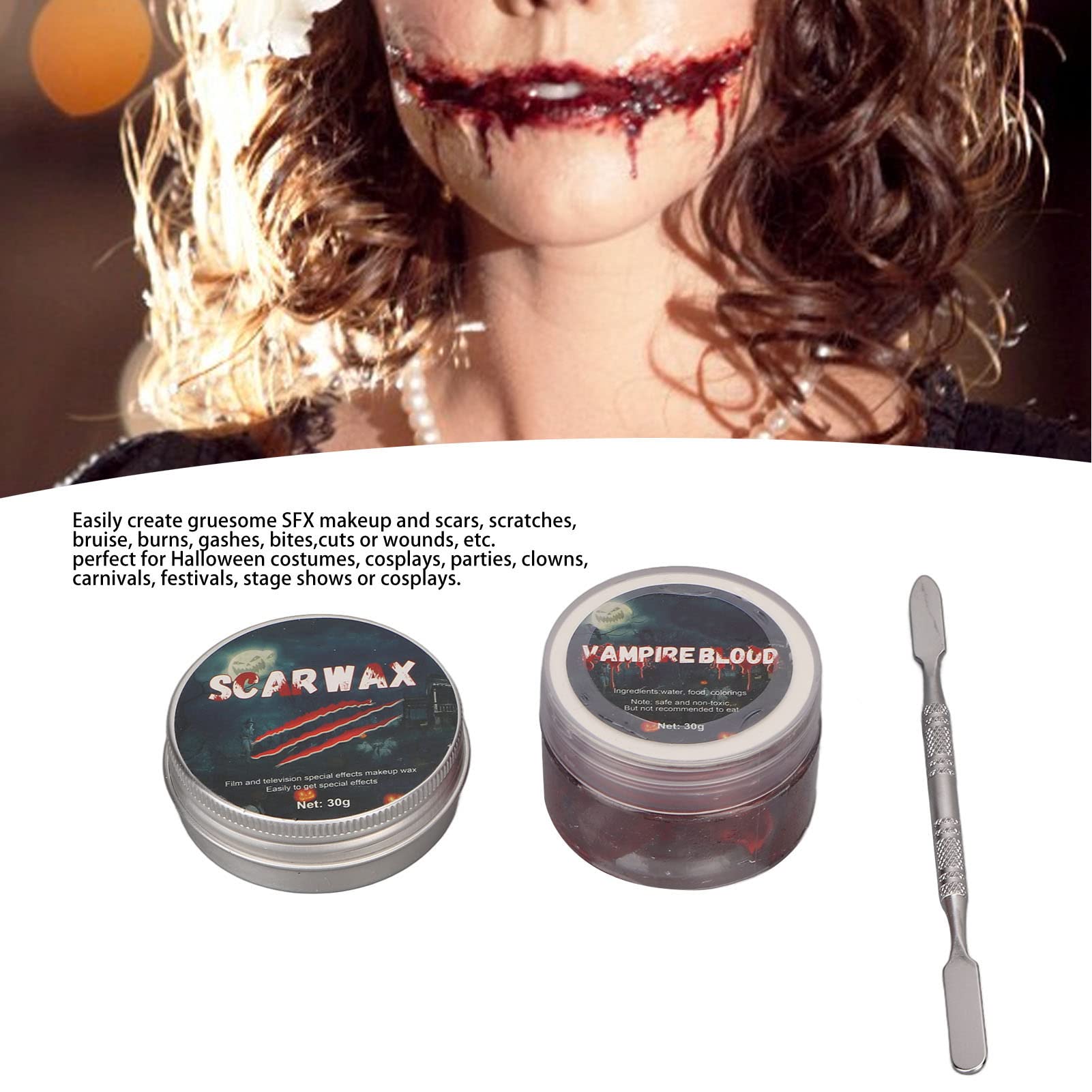 Kuuleyn Kit Trucco SFX Halloween Cera Cicatrici Sangue Finto