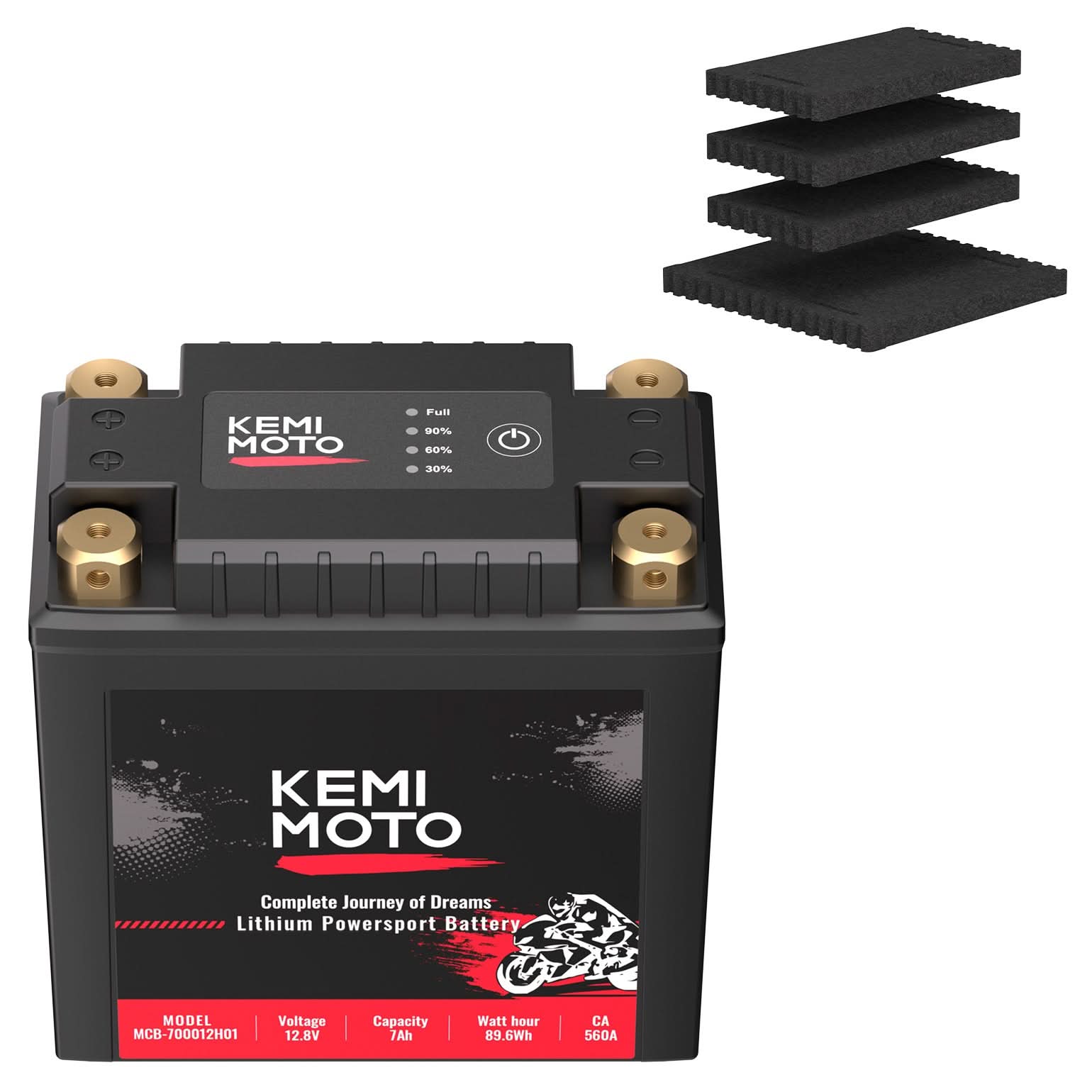KEMIMOTO 12V 7Ah batteria LiFePO4 moto ATV UTV 560A