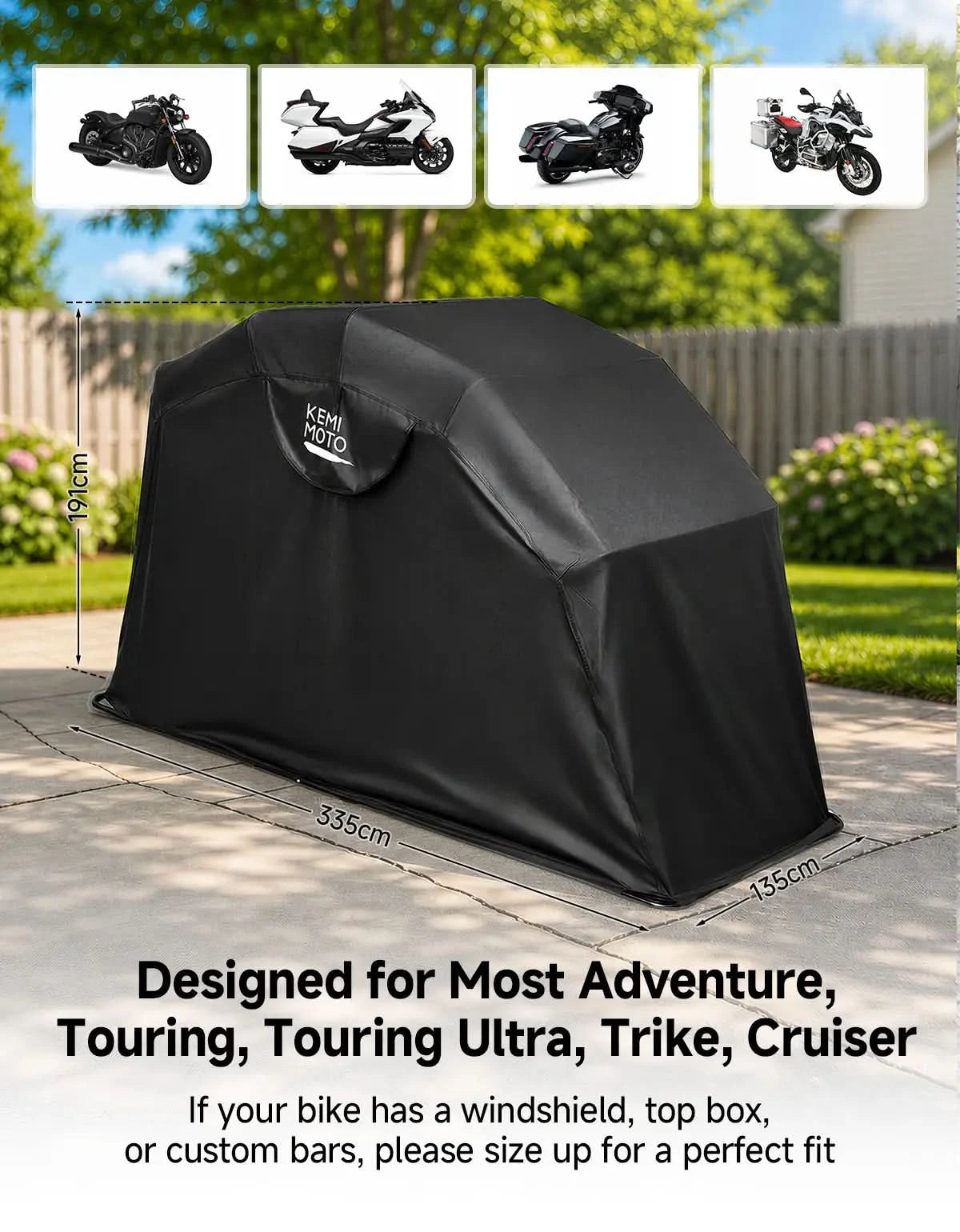 KEMIMOTO Storage Shelter telo garage moto L 600D impermeabile