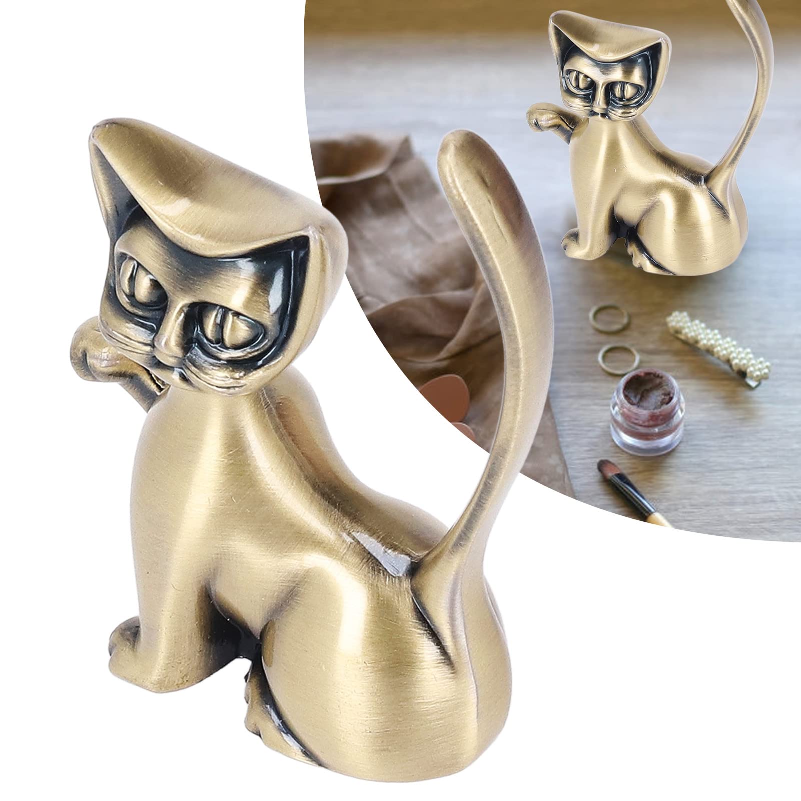 Hapivida Porta anelli gatto metallo oro #1