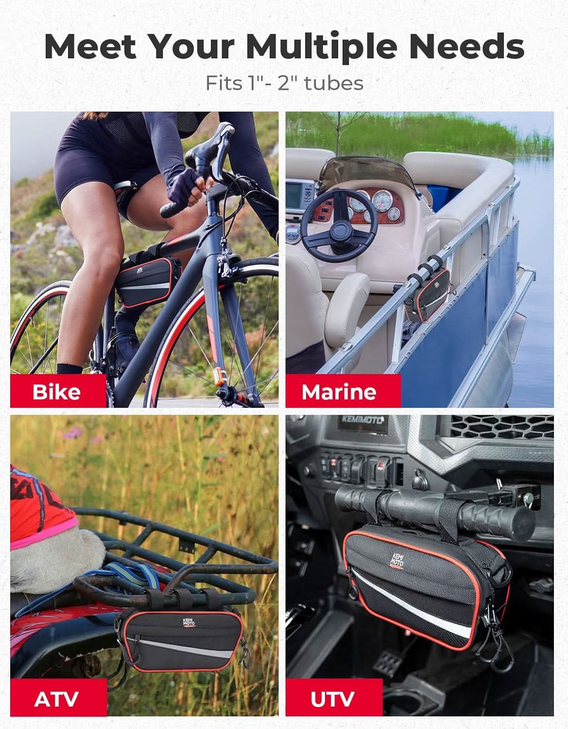 KEMIMOTO borsa roll-bar 28x13 cm nera universale tubi 25-50mm