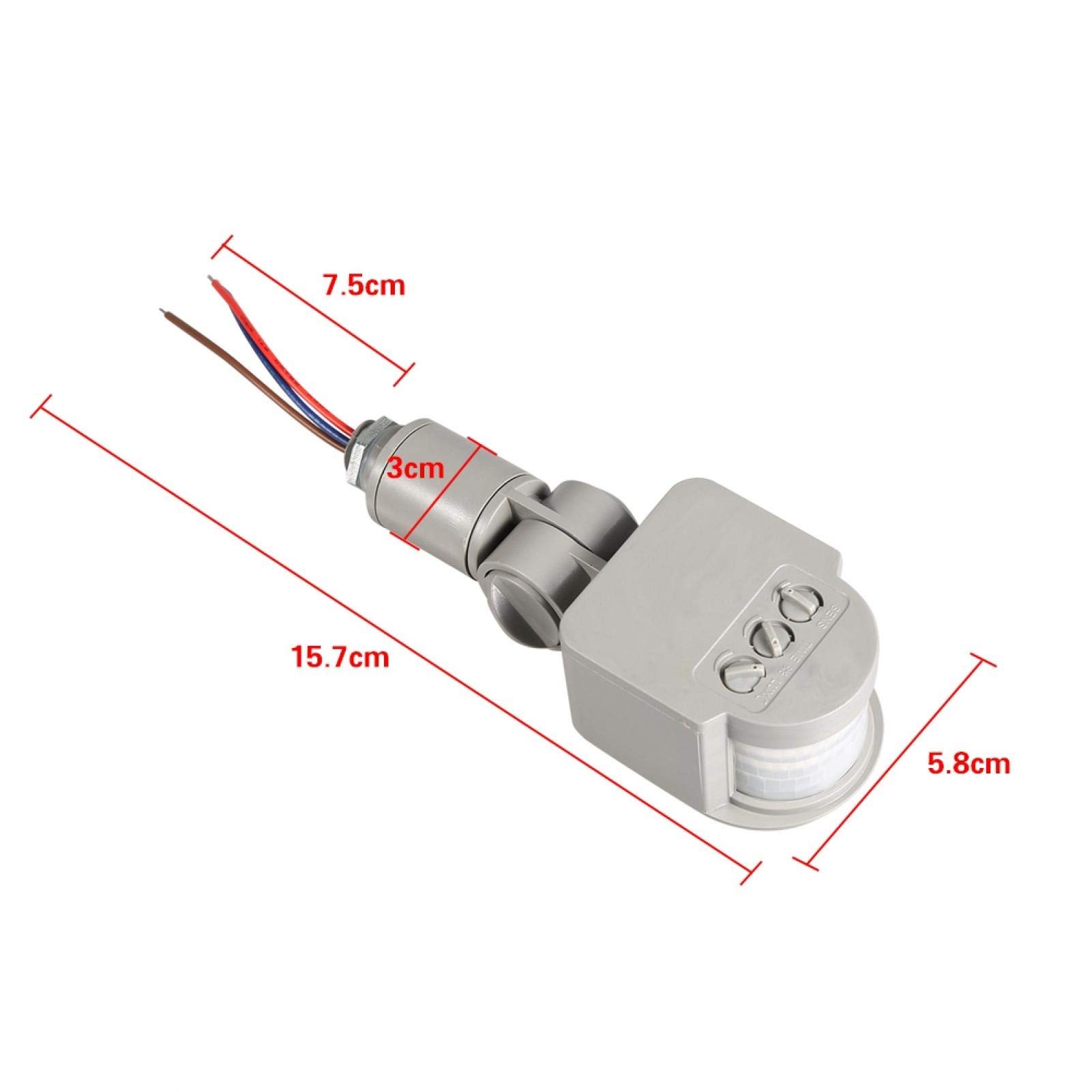 Kuuleyn Interruttore Sensore Movimento PIR 180° Grigio