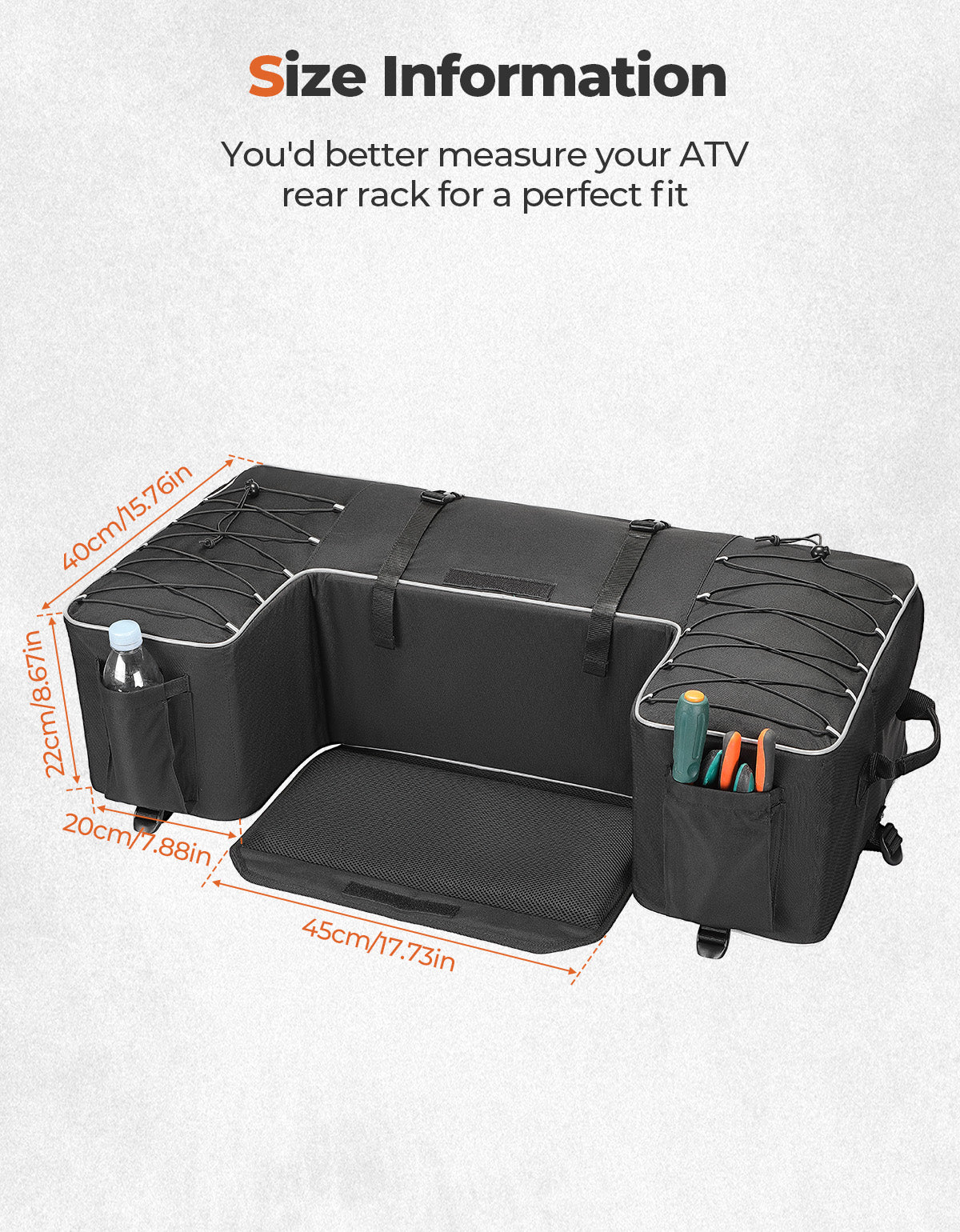 KEMIMOTO Borsa Posteriore ATV 55L con Cuscino Seduta Universale