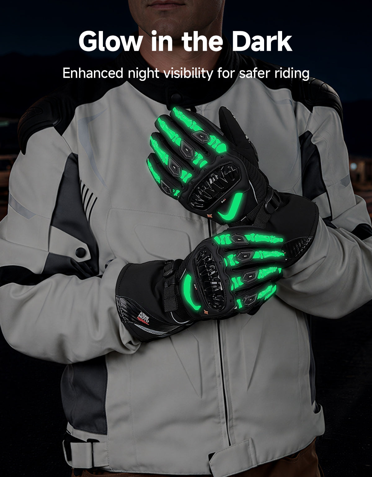 KEMIMOTO guanti moto invernali touchscreen beige antipioggia