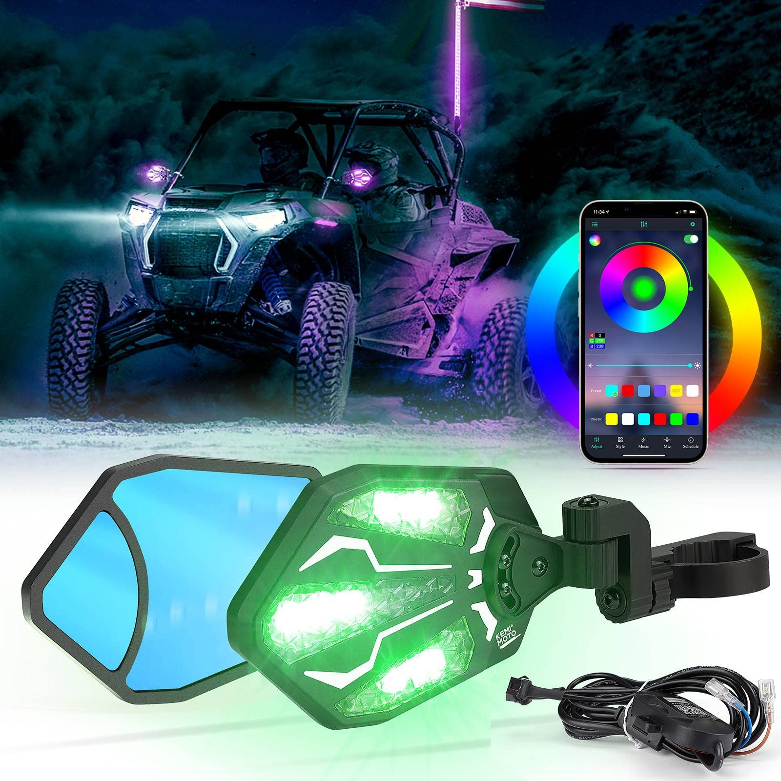 Kemimoto Maverick X3 specchietti RGB alluminio coppia