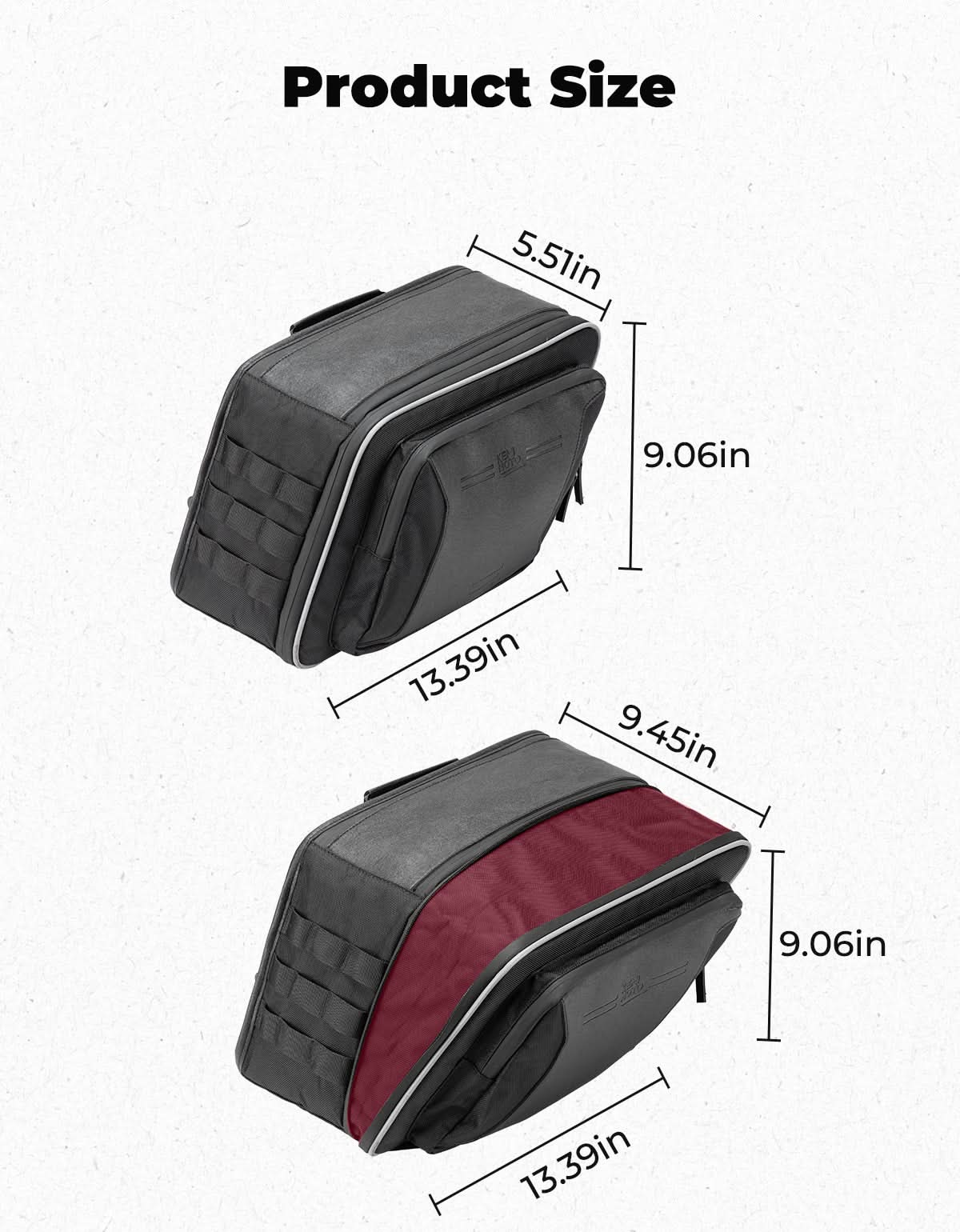 KEMIMOTO Cruiser Borse Laterali Moto Espandibili 30L