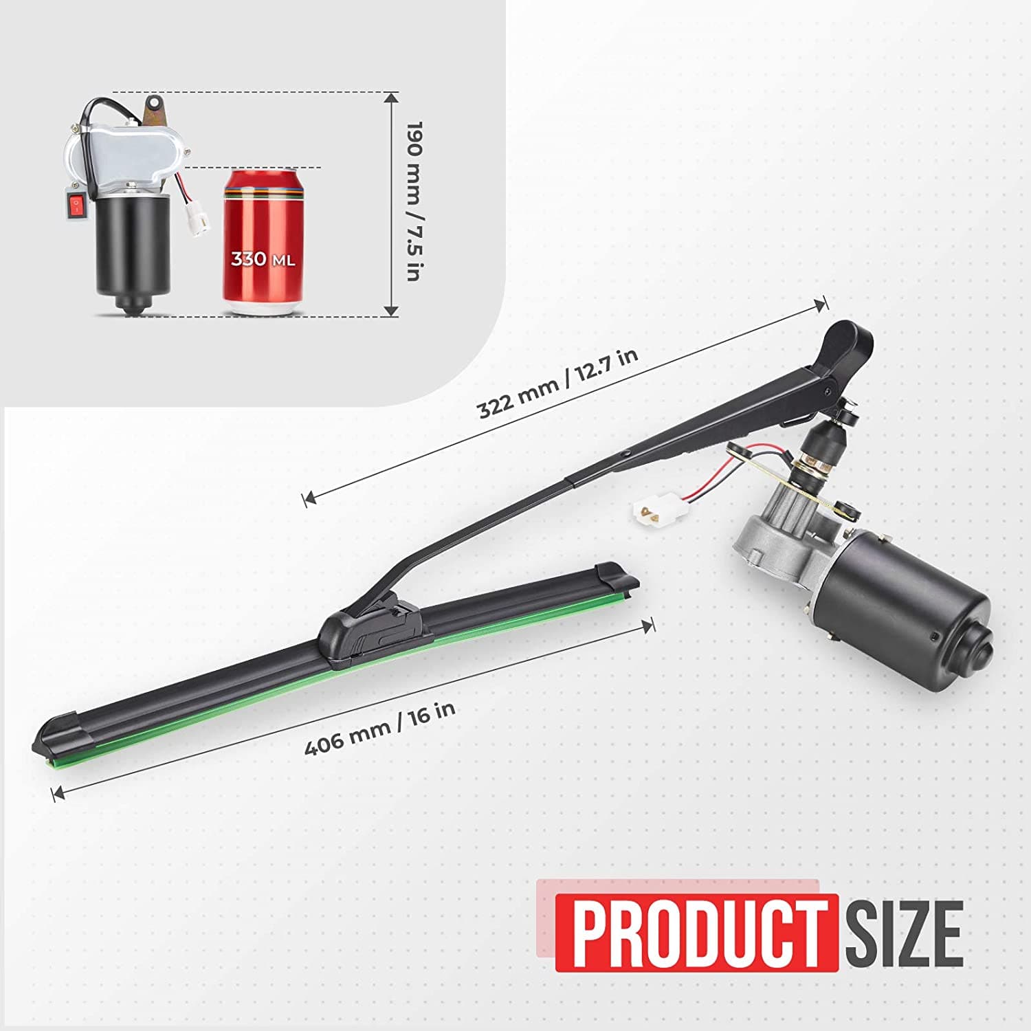 Kemimoto 12V kit tergicristallo lavavetro lama 16 pollici