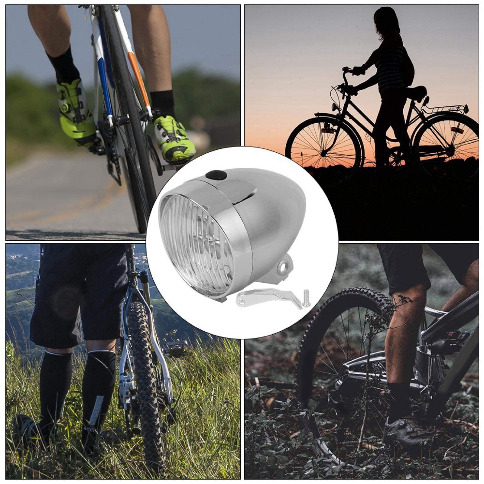Hapivida Luce Bici Anteriore 3 LED Vintage Argento