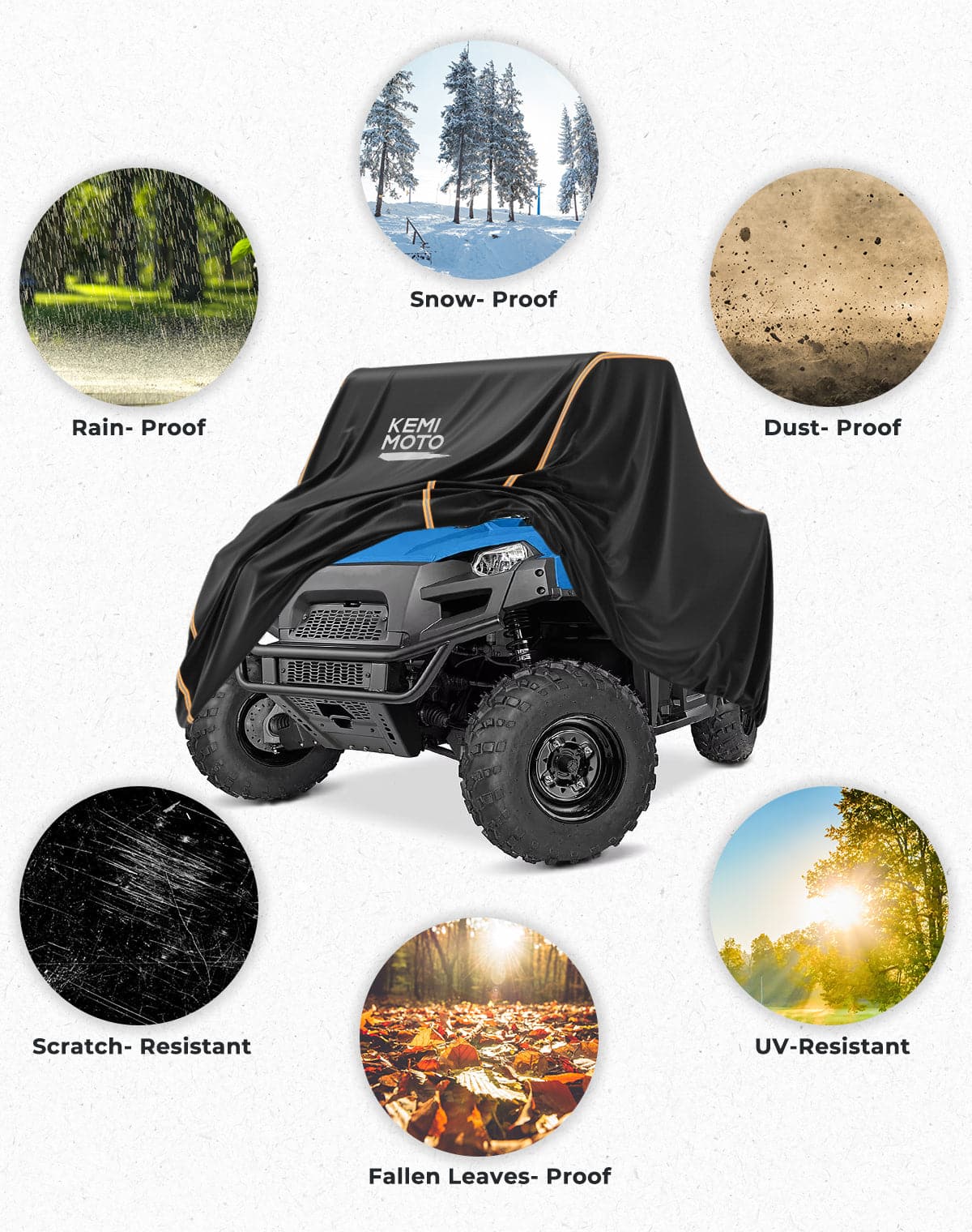 KEMIMOTO Telo UTV 2-3 Posti 420D Impermeabile con Borsa