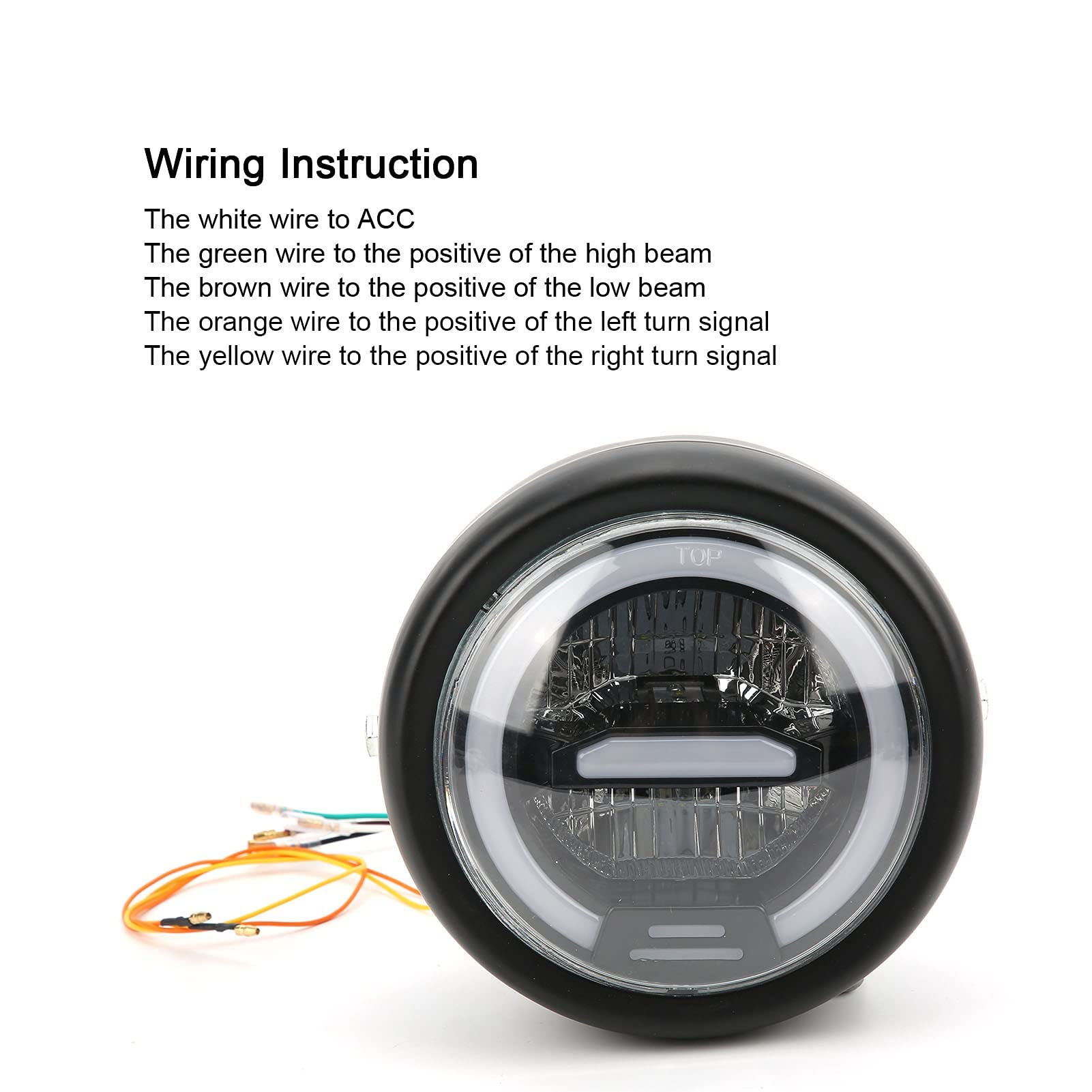 Hapivida Faro Moto LED Rotondo 6,5 Pollici Nero 12-24V Angel Eyes