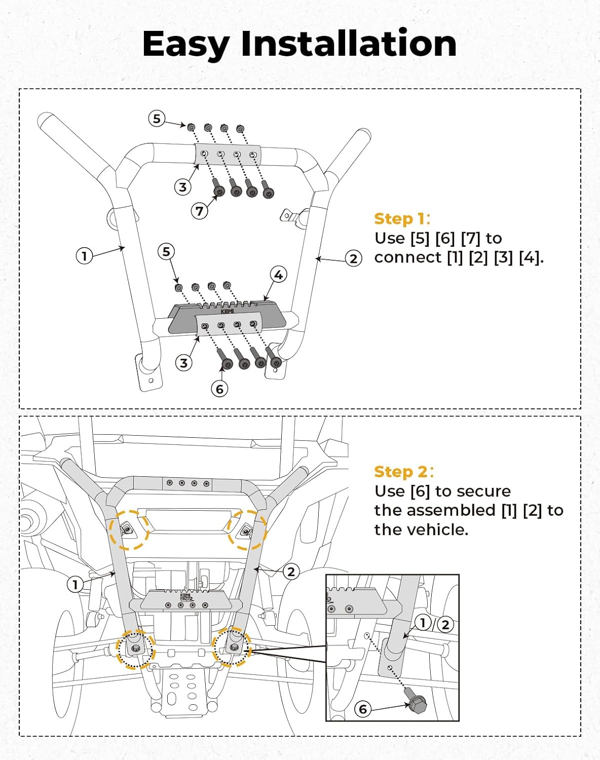 KEMIMOTO Paraurti Posteriore RZR 200 Metallo con Gradino