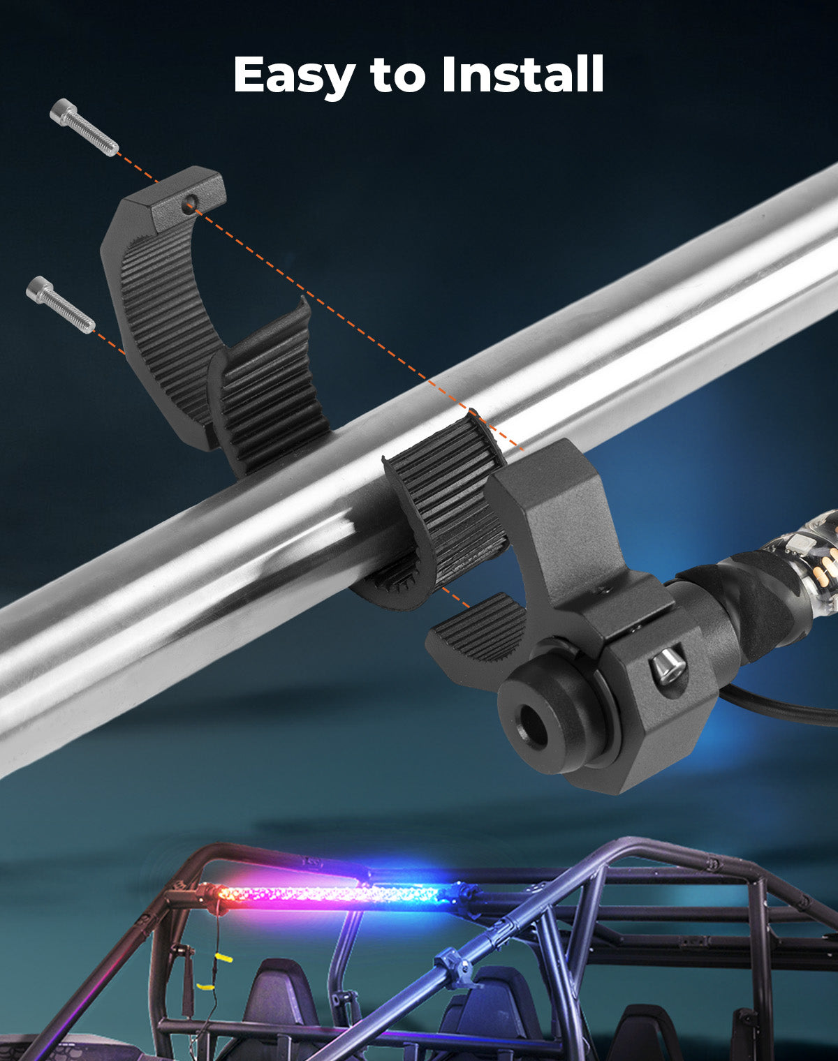 KEMIMOTO Barra LED Chase 30" Roll-Bar 38 mm con APP Freno