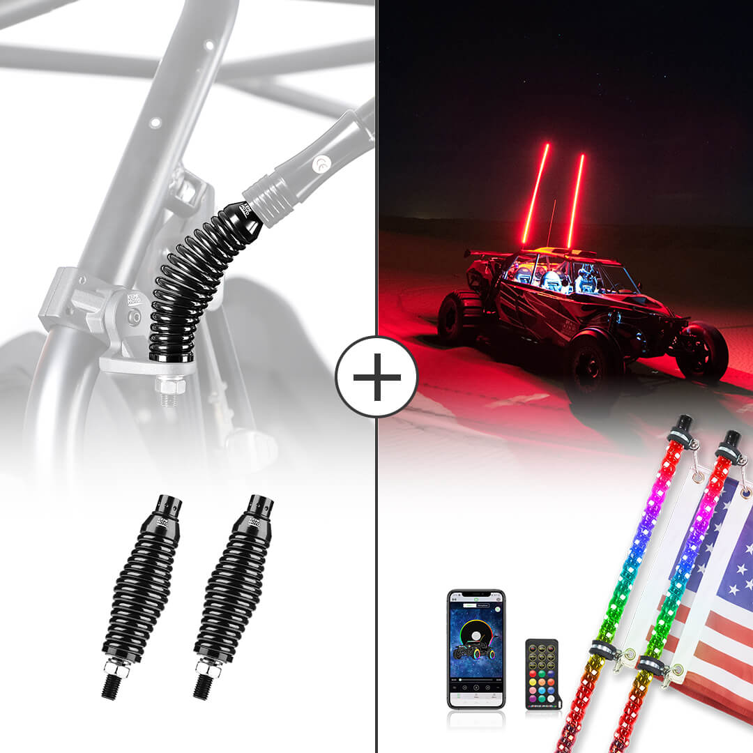 KEMIMOTO whip light LED spirale 3FT 2 pezzi con molla