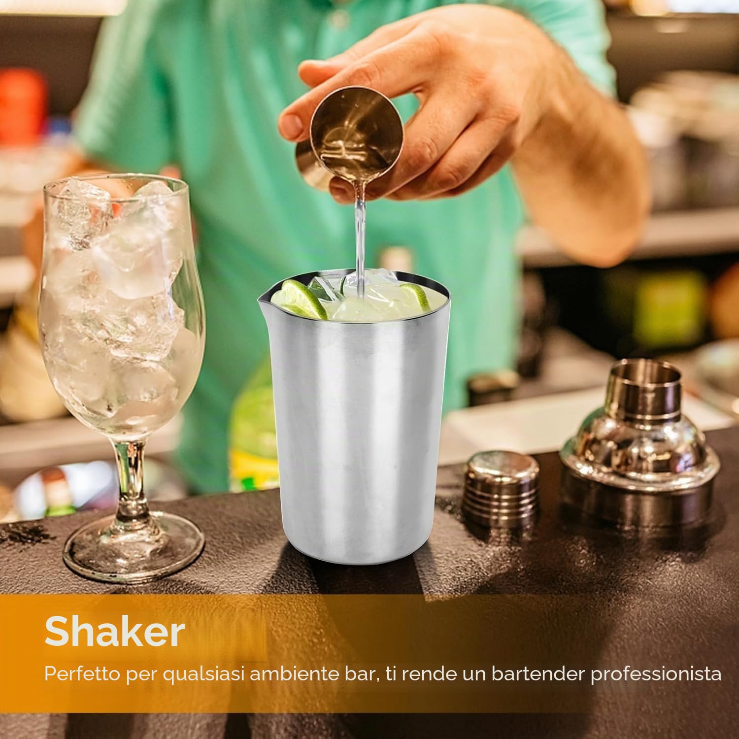 Kuuleyn 500 ml Mixing Glass Cocktail in Acciaio Inox Argentato