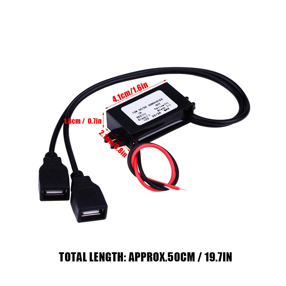 AOWINHIT Convertitore 12V-5V Caricabatterie Doppia USB 15W Impermeabile