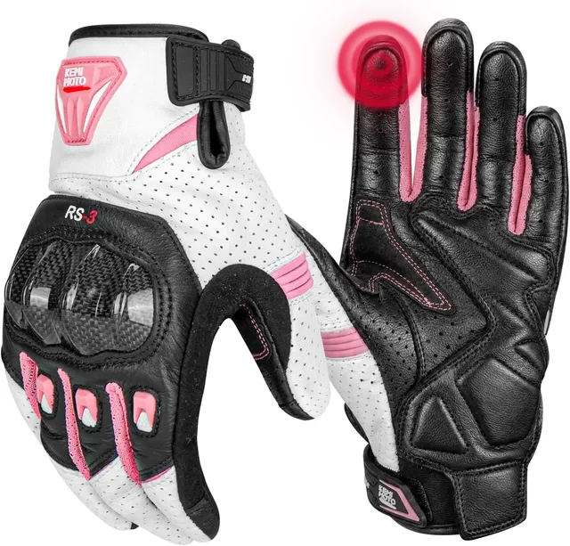 KEMIMOTO 2606 guanti moto donna pelle taglia M touchscreen