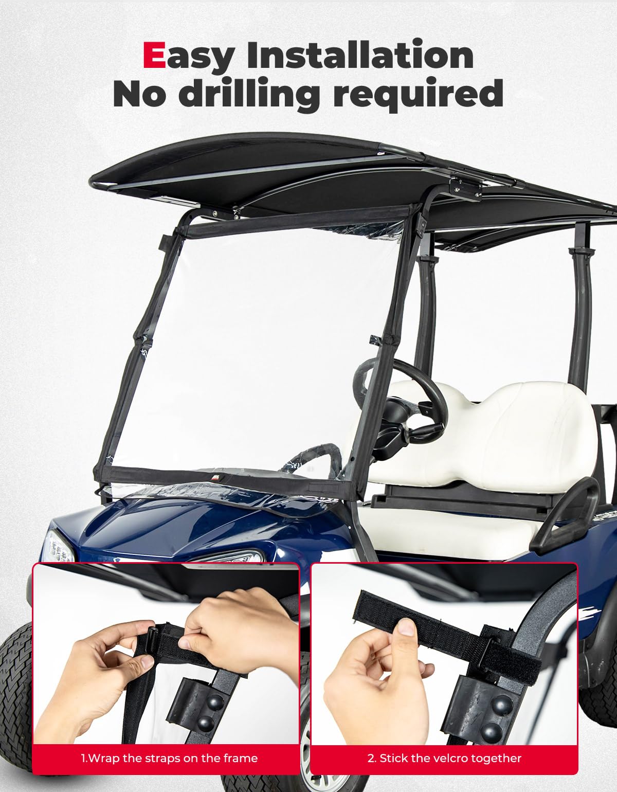 KEMIMOTO parabrezza golf cart pieghevole PVC 600D
