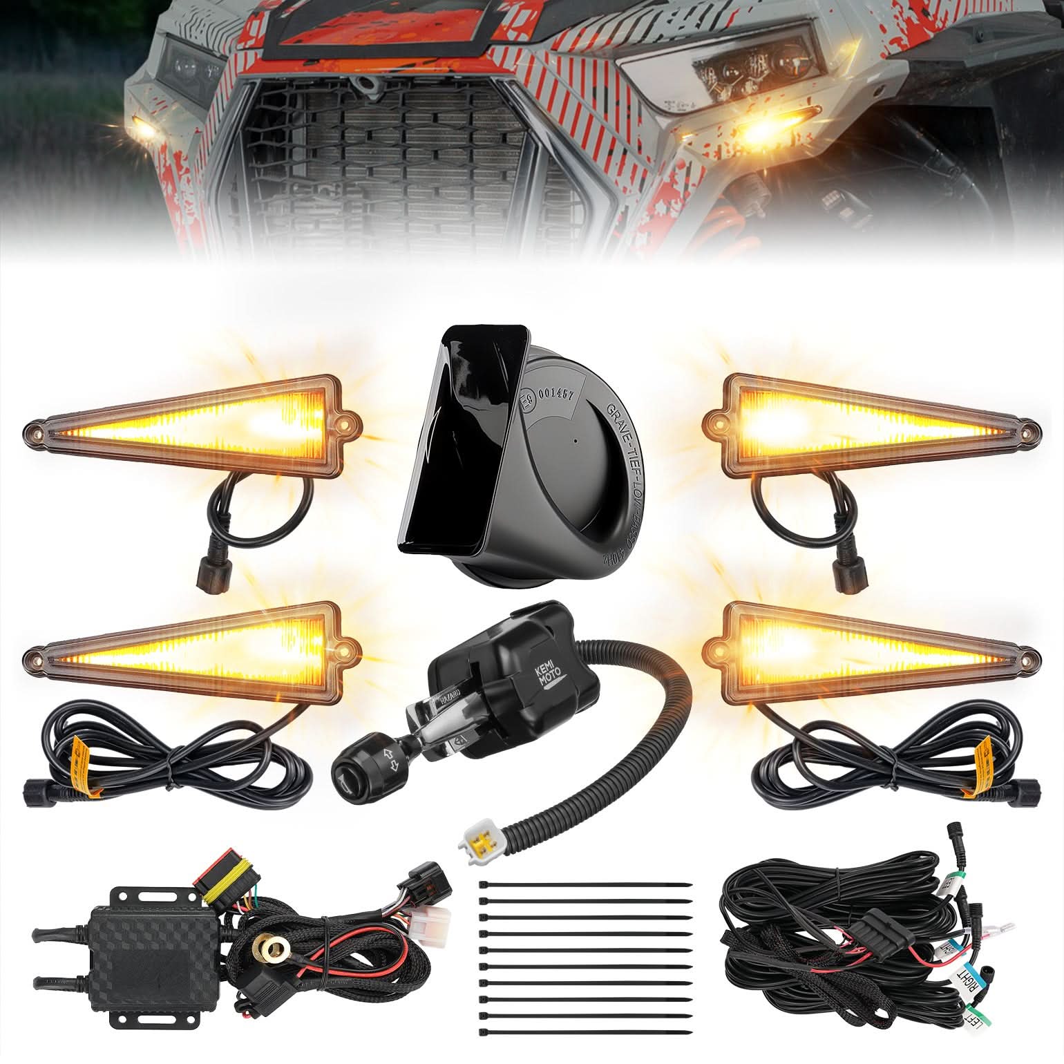 KEMIMOTO 3-in-1 Kit Frecce UTV con Clacson 110dB