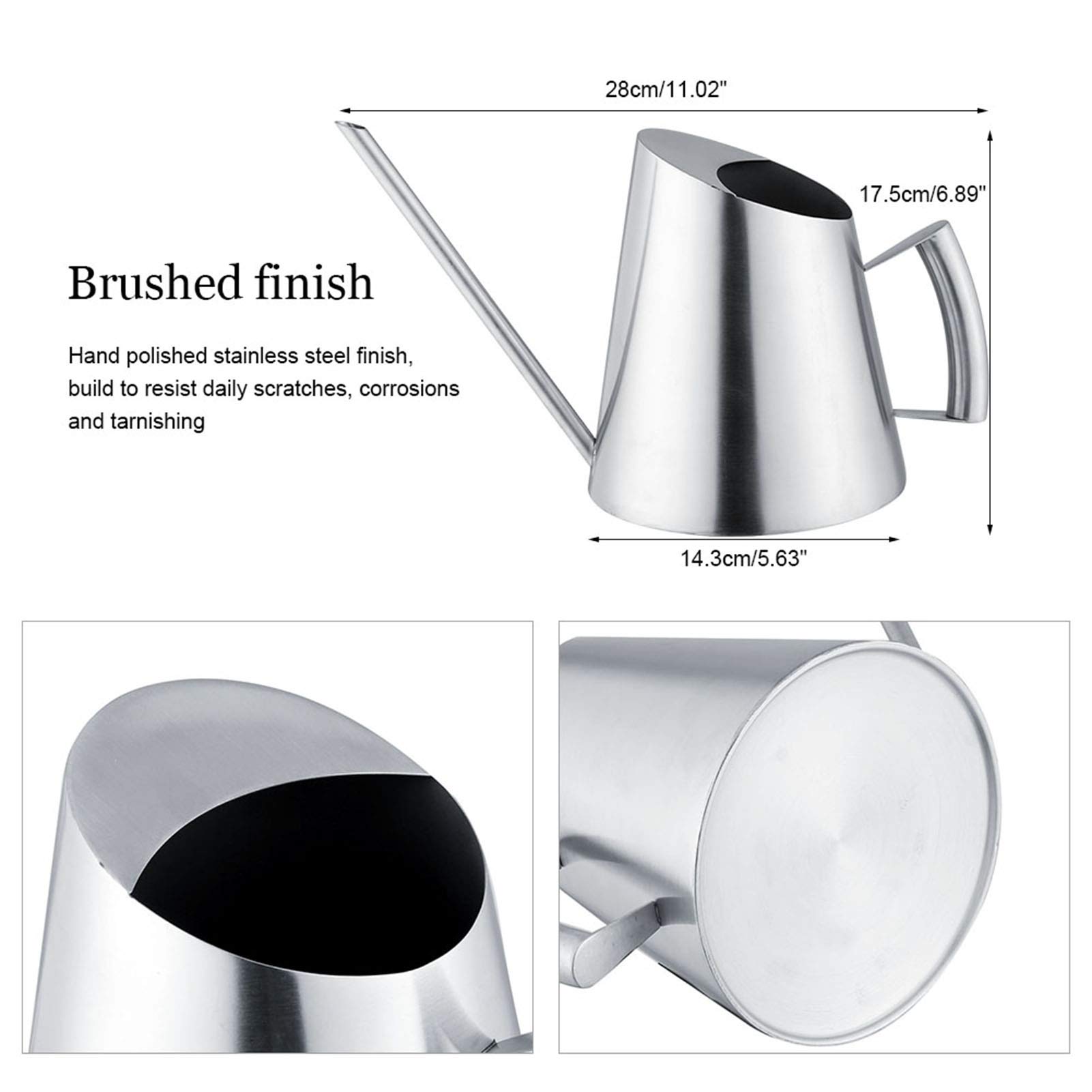 Kuuleyn Annaffiatoio Acciaio Inox 1500 ml Beccuccio Lungo