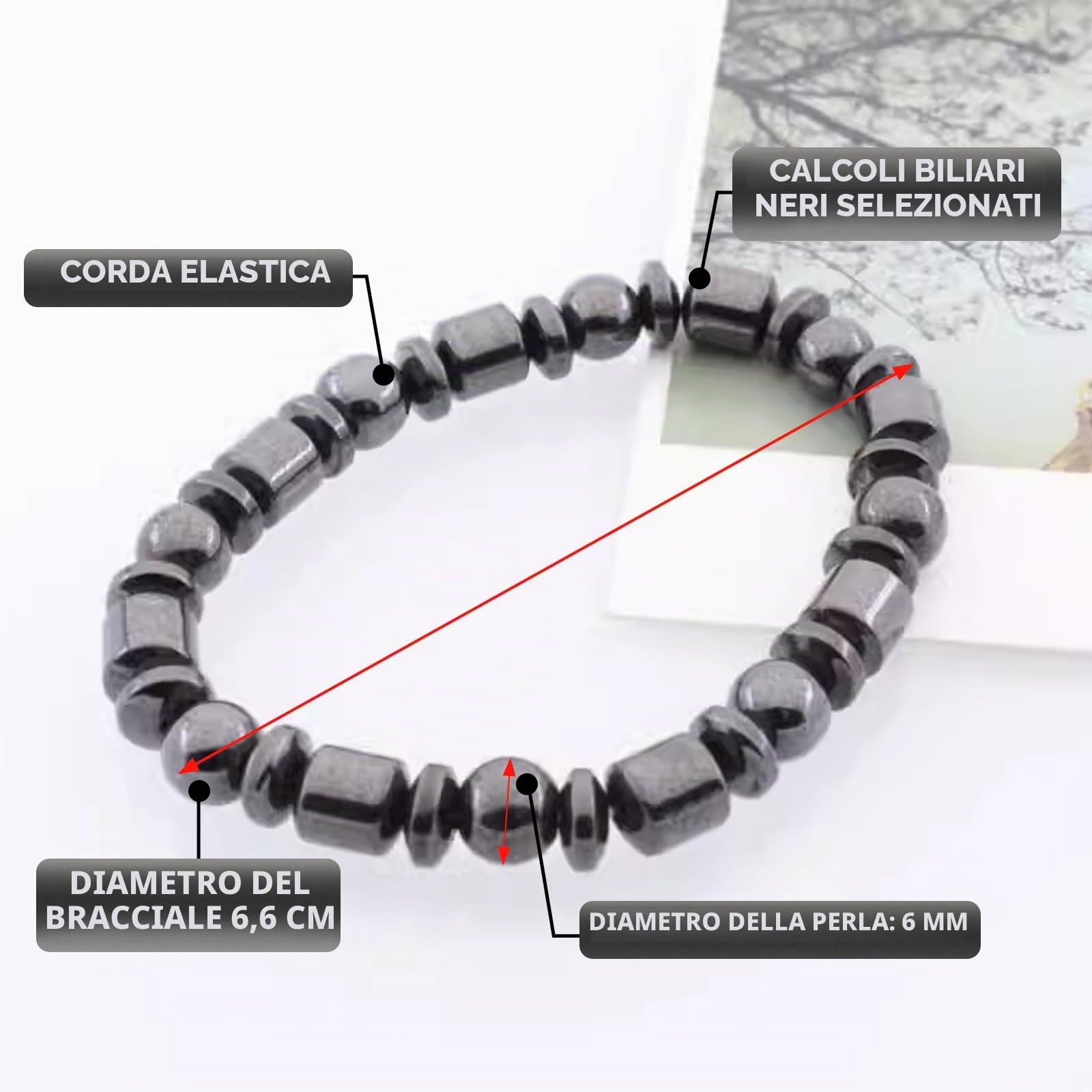 Hapivida Ematite bracciale magnetico elastico