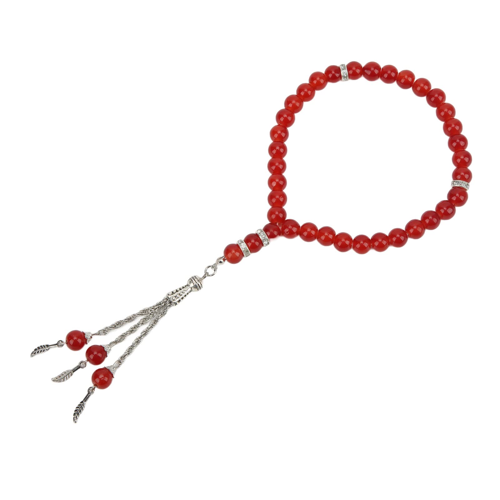Hapivida tasbih 33 grani preghiera 8mm rosso smalto
