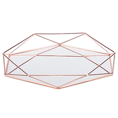Kuuleyn Vassoio Specchio Gioielli Oro Rosa Trucco